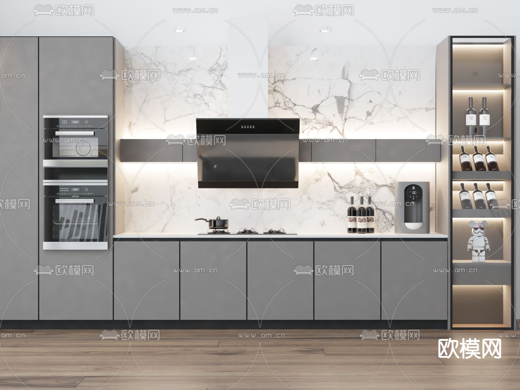 现代橱柜3d模型下载
