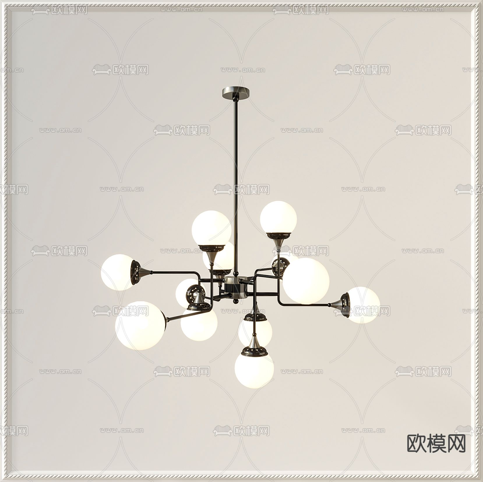 球形吊灯 多头吊灯3d模型下载_ID12242619_3dmax免费模型-欧模网