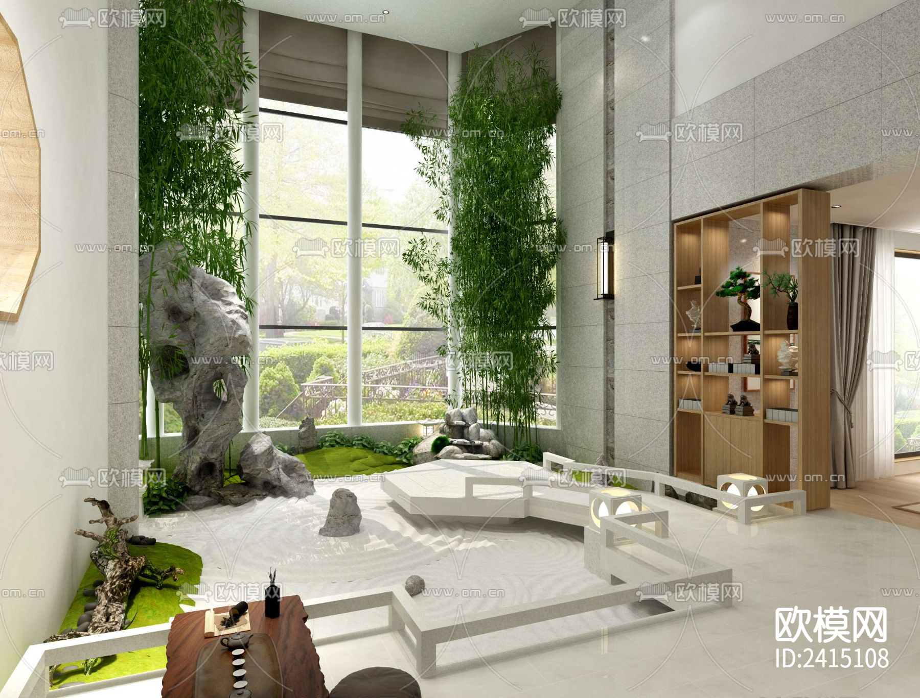 中式别墅装修设计cad施工图下载（渲染图7）