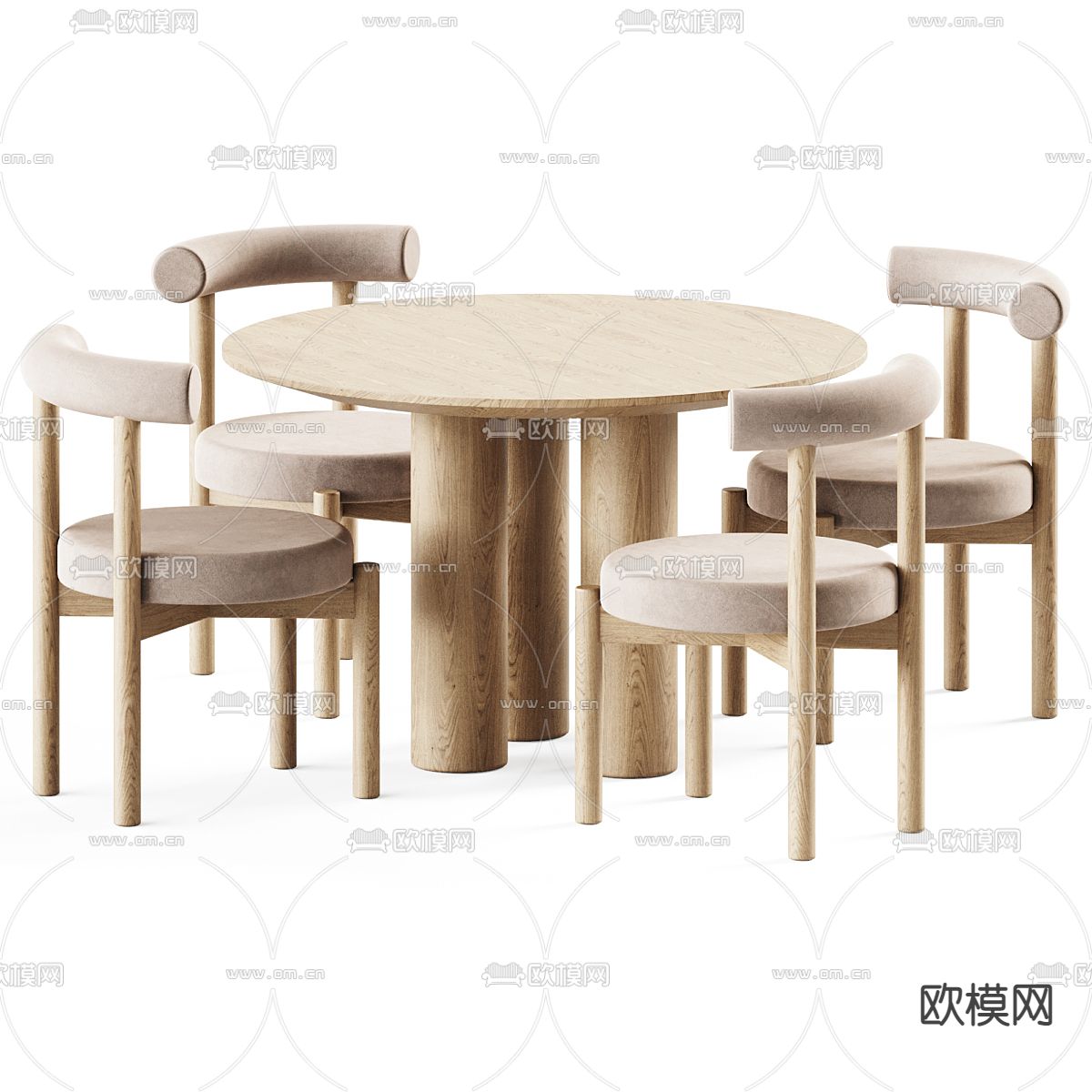 Georgia 圆形餐桌椅3d模型