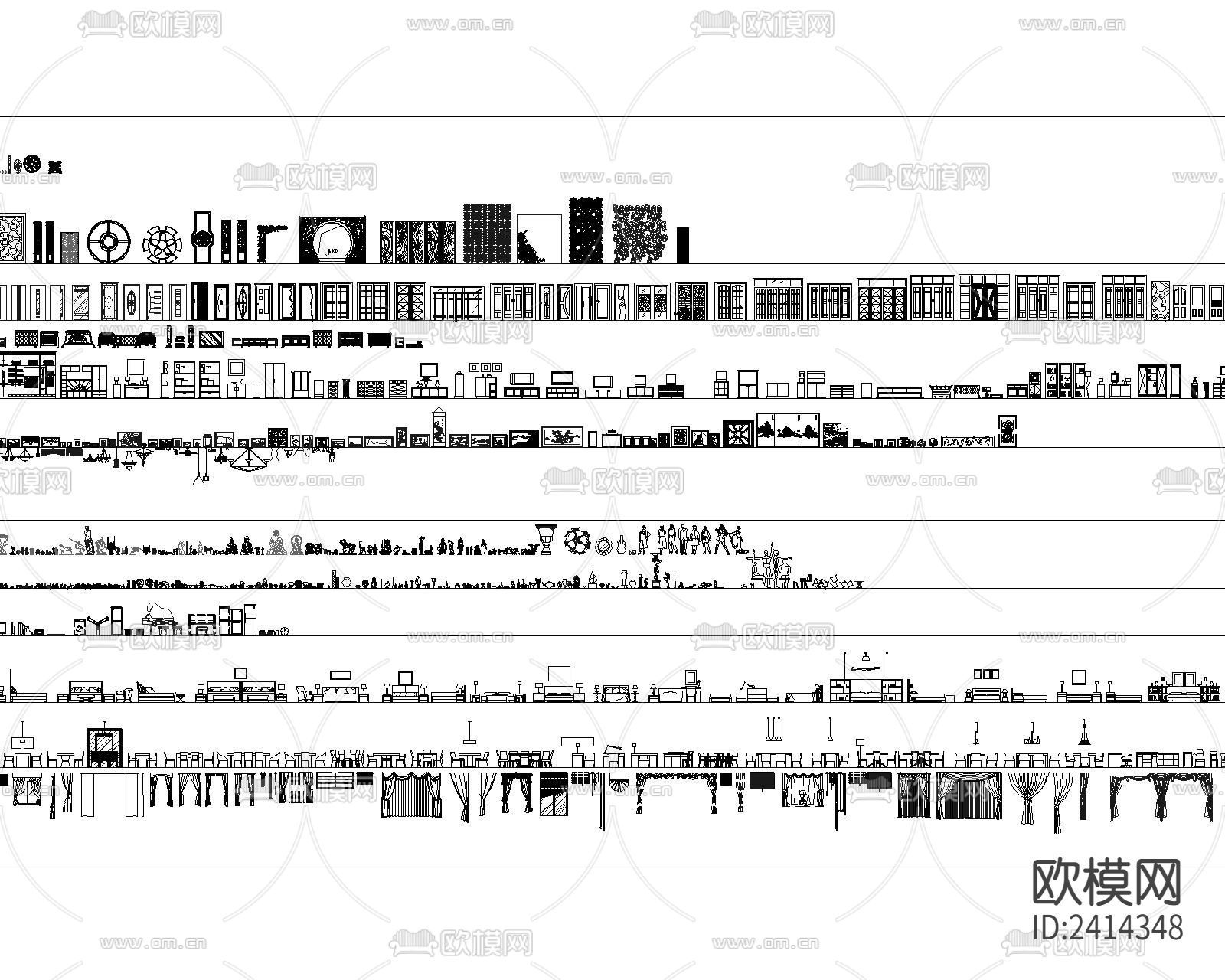 立面图库设计cad施工图下载（渲染图1）