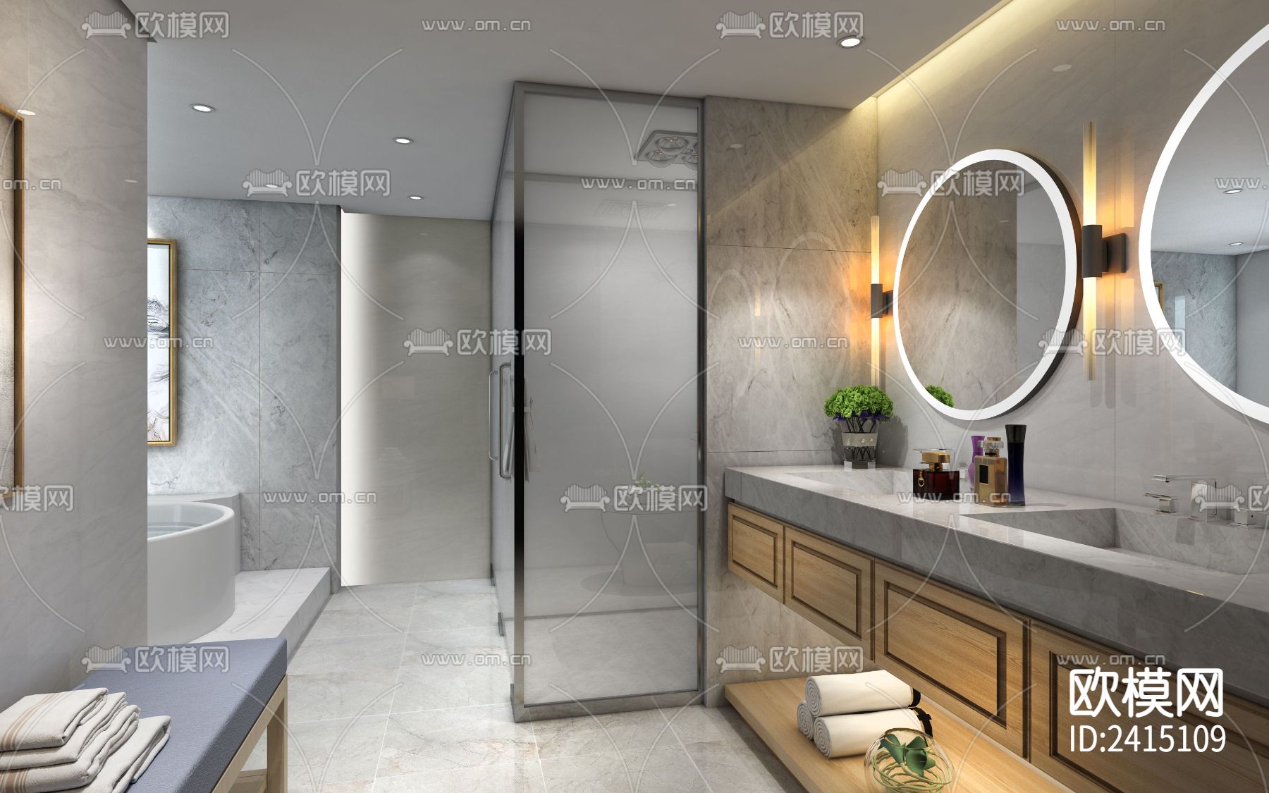 中式别墅装修设计cad施工图下载（渲染图3）