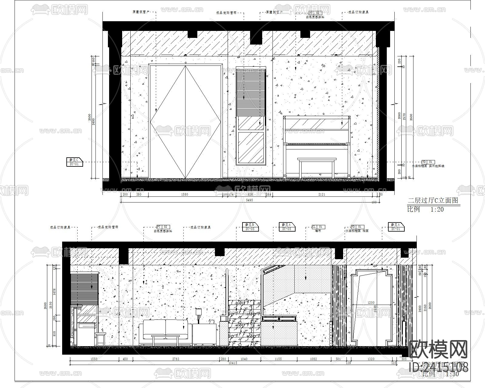 中式别墅装修设计cad施工图下载（渲染图8）