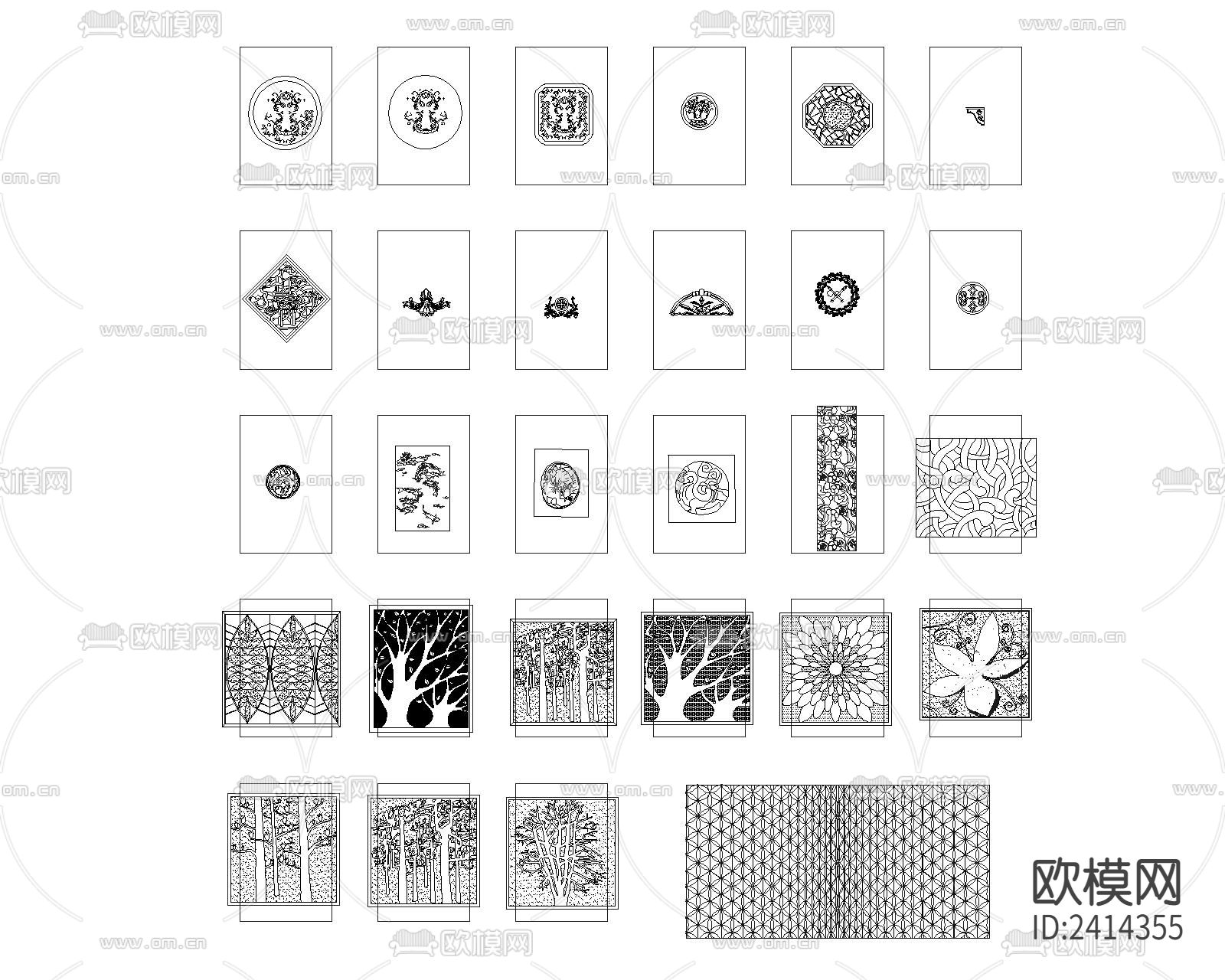 欧式线条设计cad施工图下载（渲染图2）