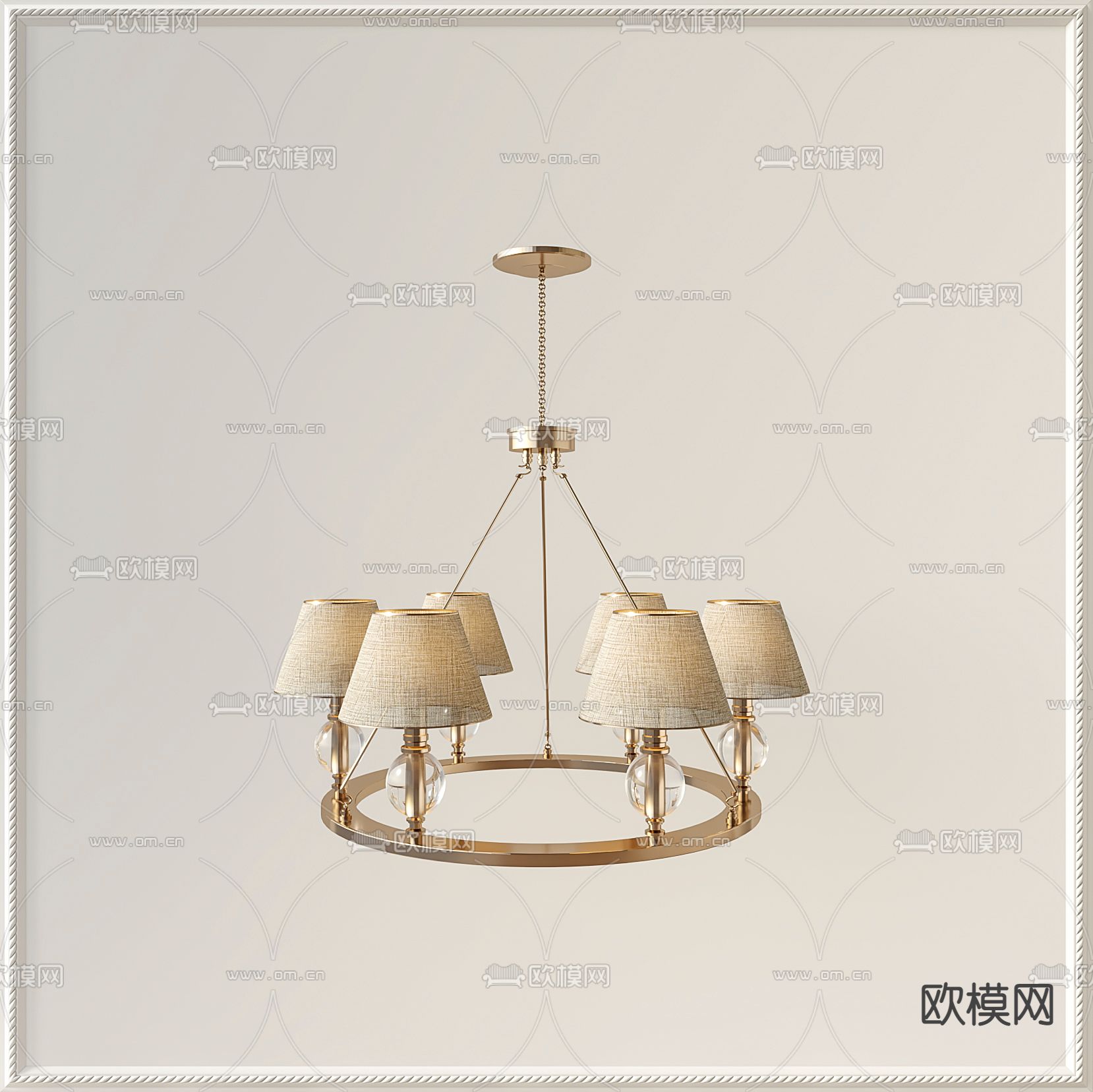 美式多头吊灯3d模型下载