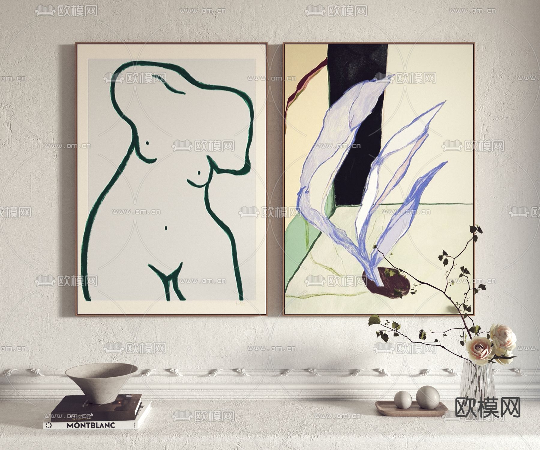 北欧艺术装饰画3d模型下载