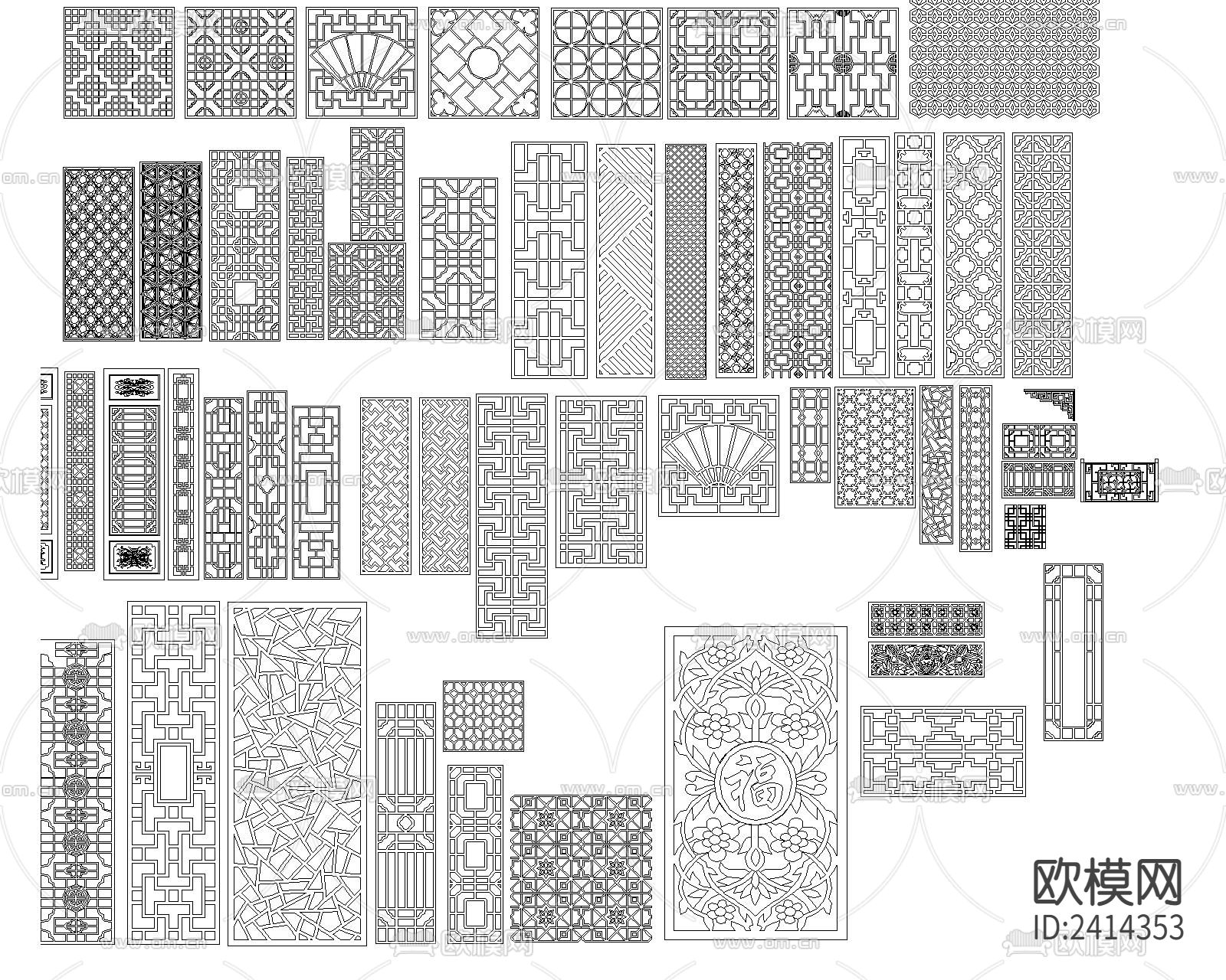 木雕花图案设计cad施工图下载（渲染图2）