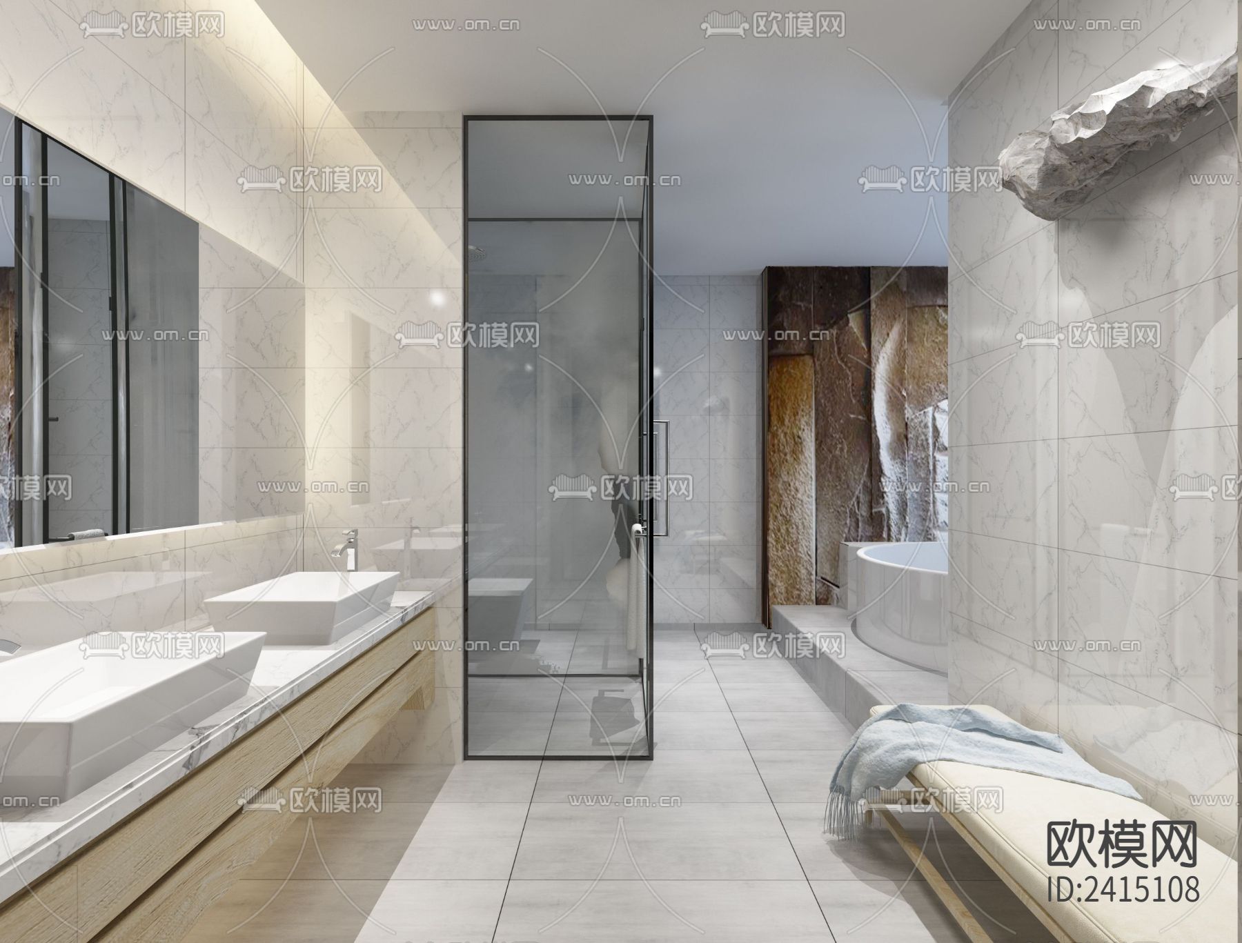 中式别墅装修设计cad施工图下载（渲染图9）