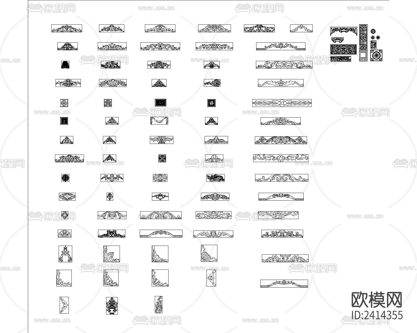 欧式线条设计cad施工图下载（渲染图1）