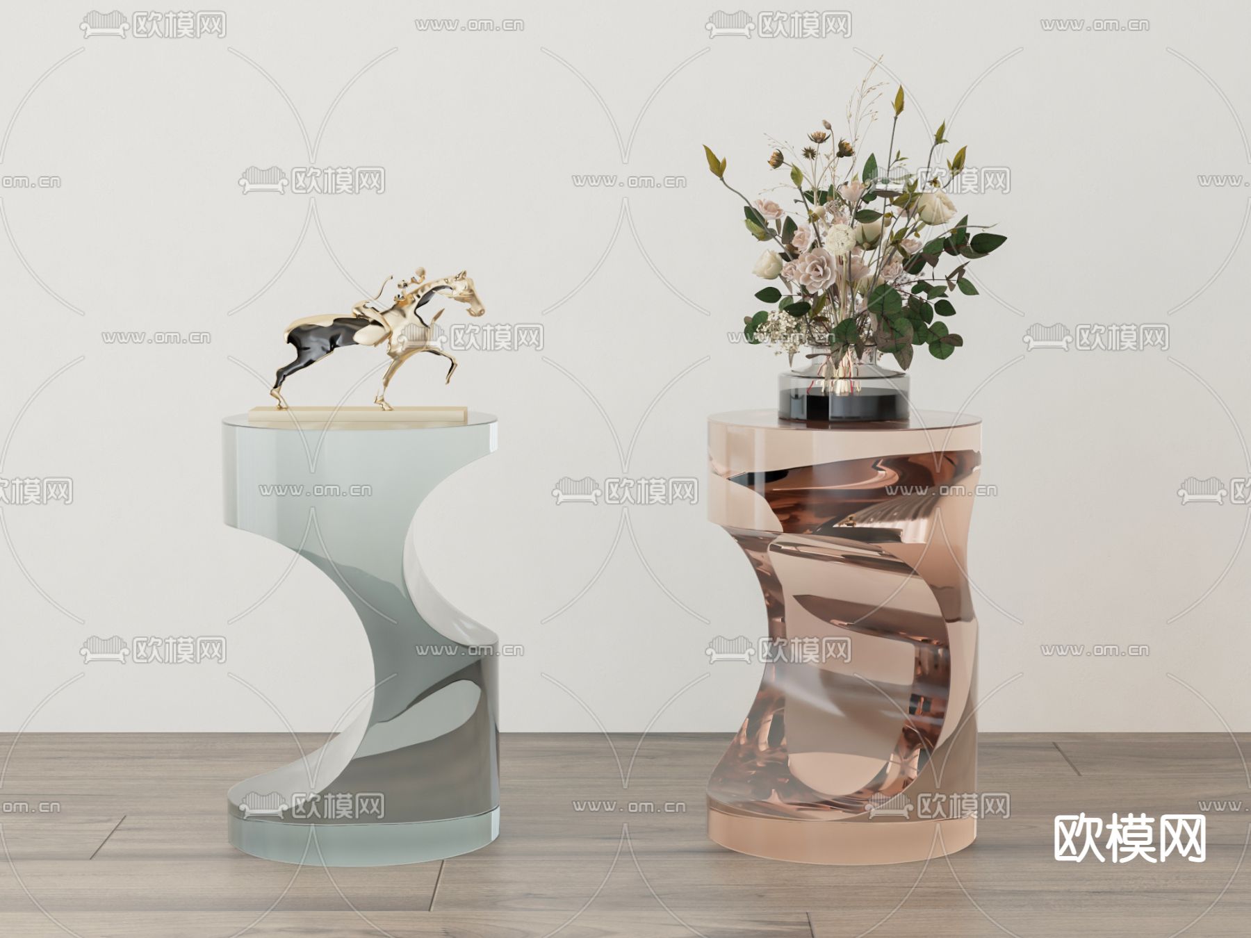 透明边几 角几 圆几3d模型下载