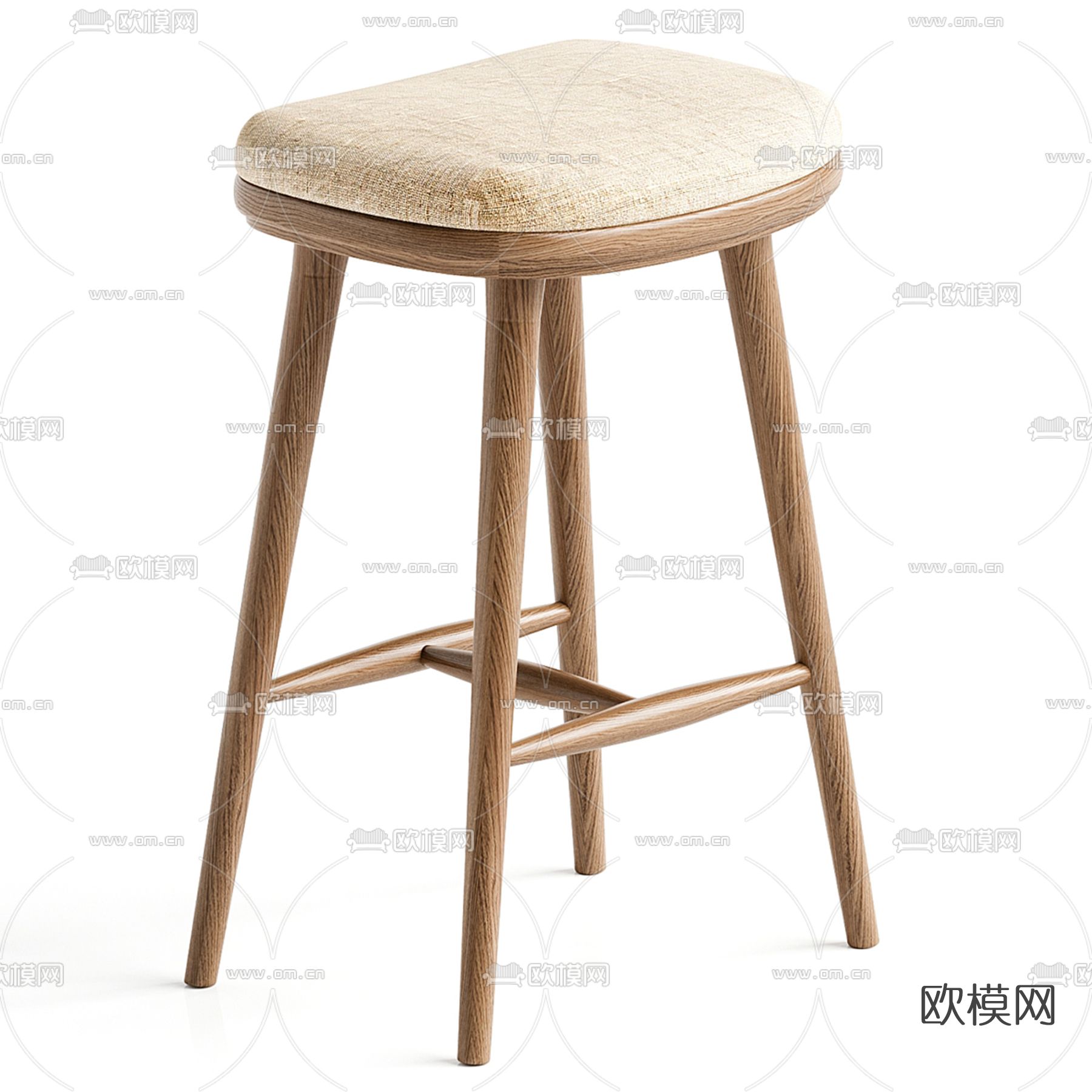 侘寂风吧椅 吧凳3d模型下载（渲染图1）