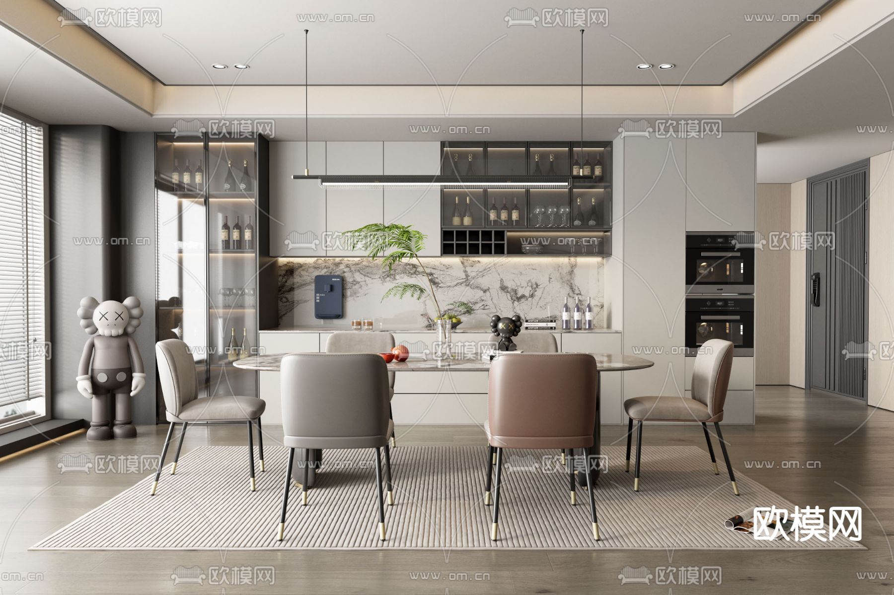 现代餐厅3d模型下载_ID12244145_3dmax免费模型-欧模网