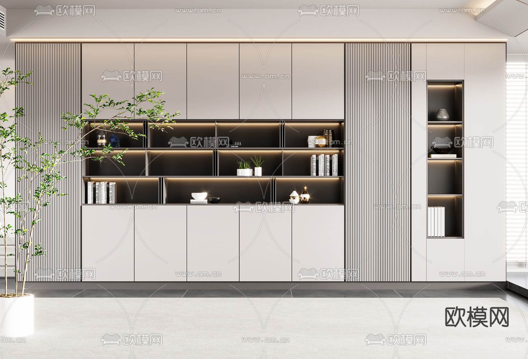 现代书柜 装饰柜3d模型下载