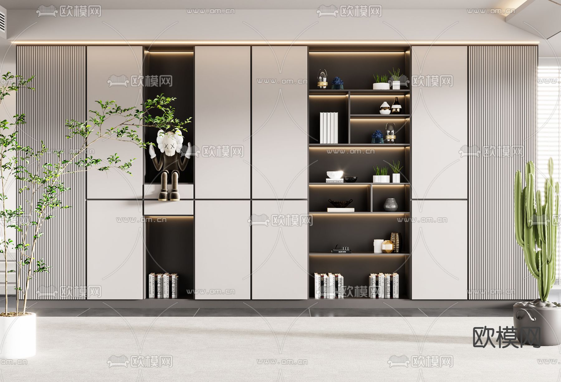 现代书柜3d模型下载