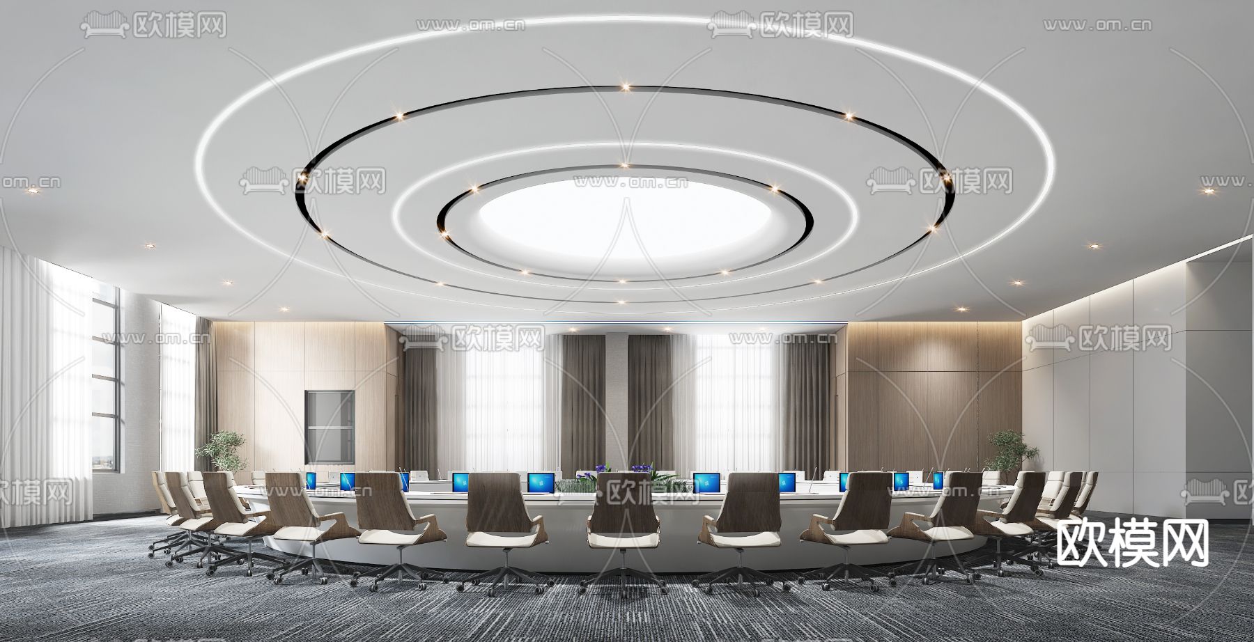 圆形会议室 会议厅3D模型下载_ID12244838_3dmax免费模型-欧模网