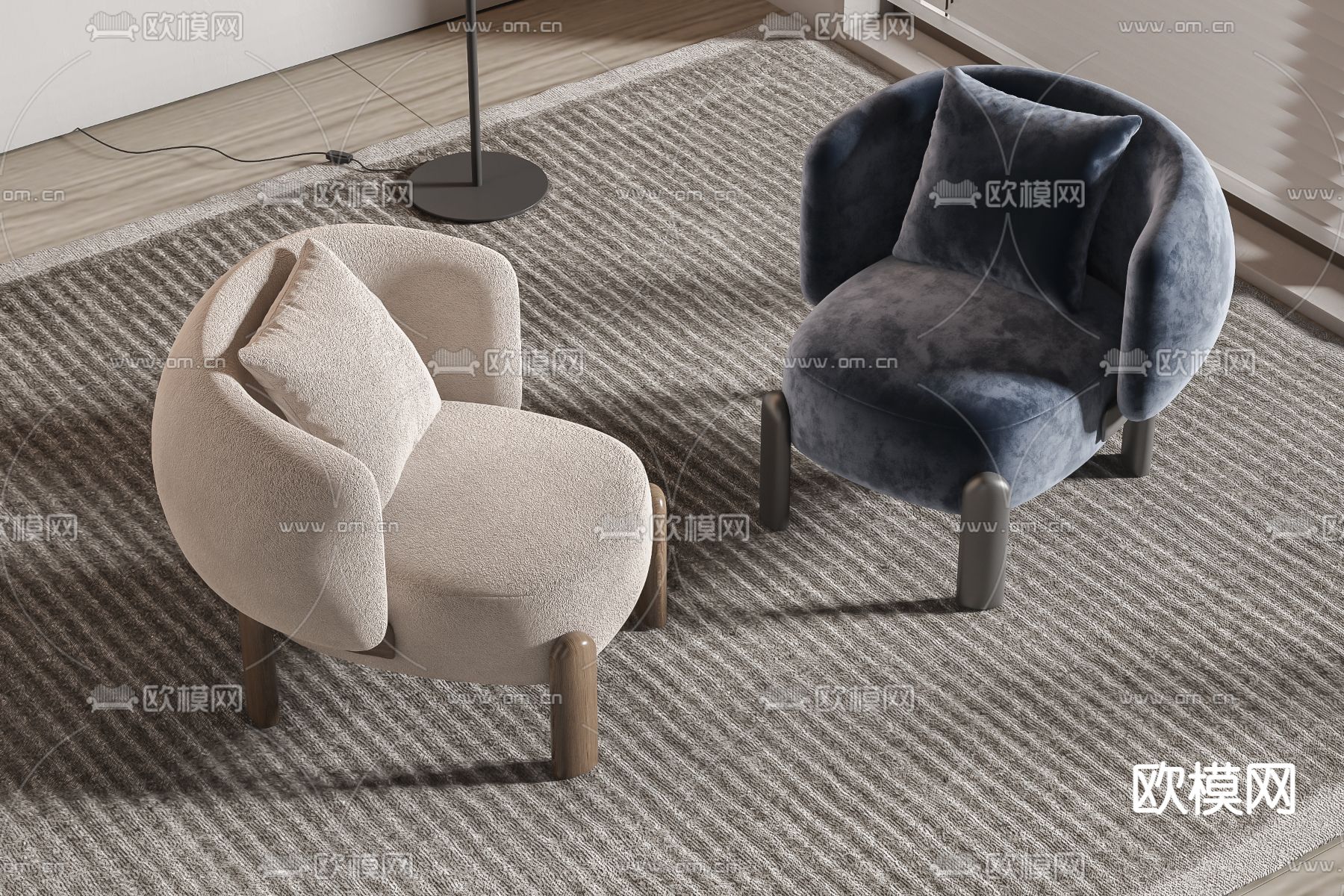 单人沙发椅3d模型下载