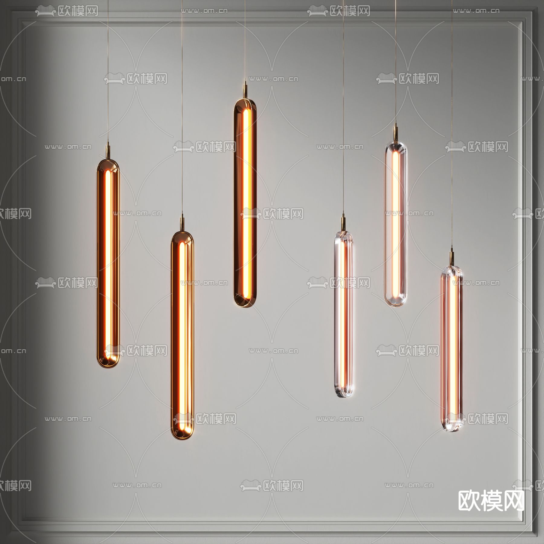 轻奢长管吊灯 餐厅吊灯3d模型下载_ID12242642_3dmax免费模型-欧模网