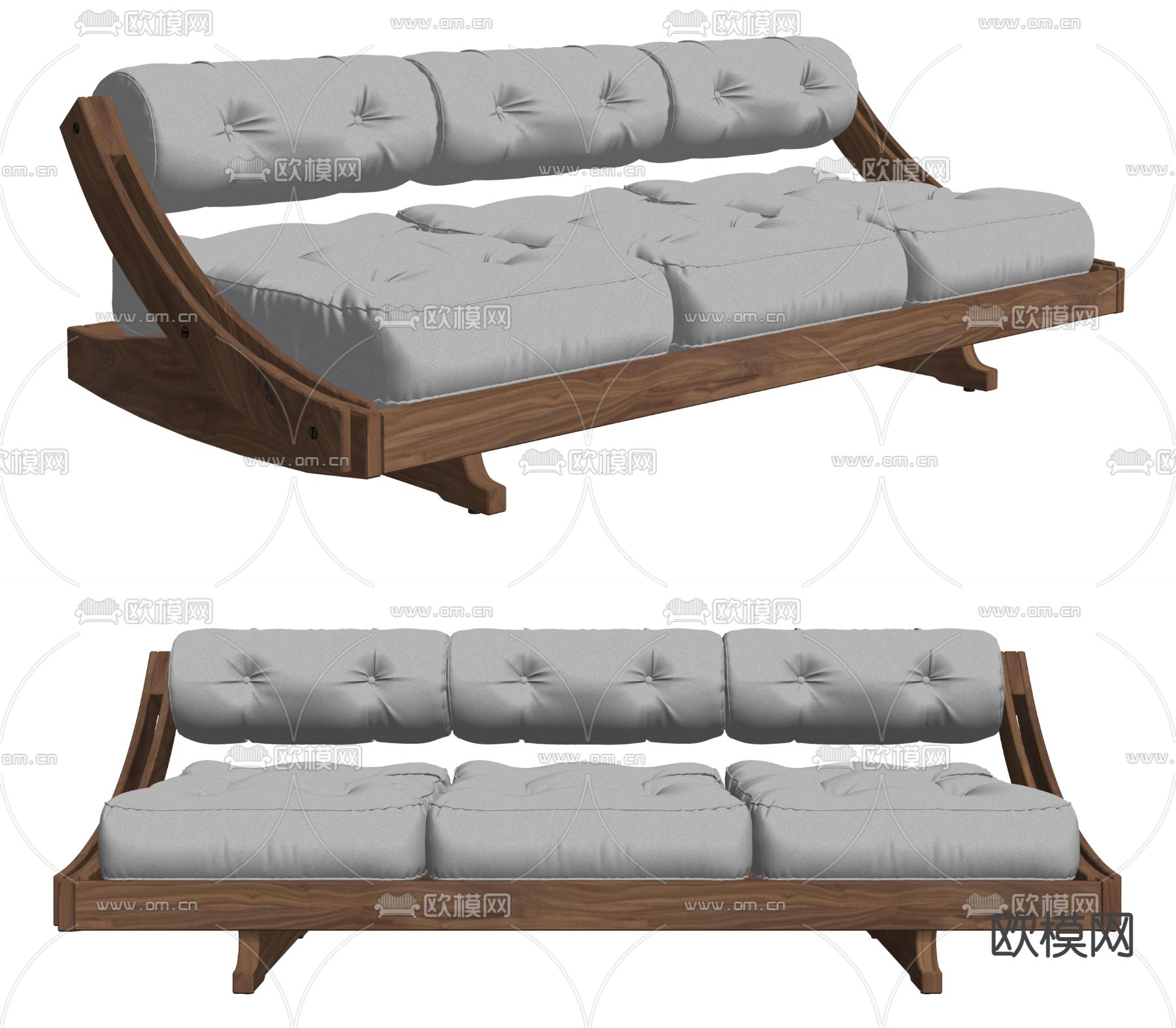 侘寂皮革沙发su模型下载（渲染图2）