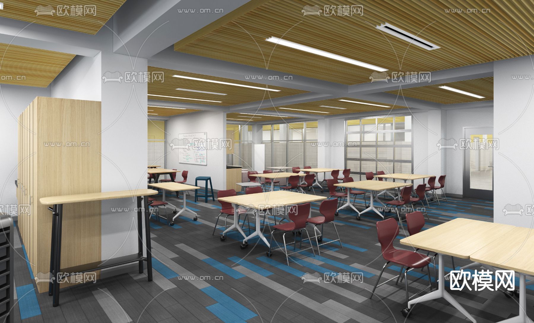 现代大学食堂3d模型下载