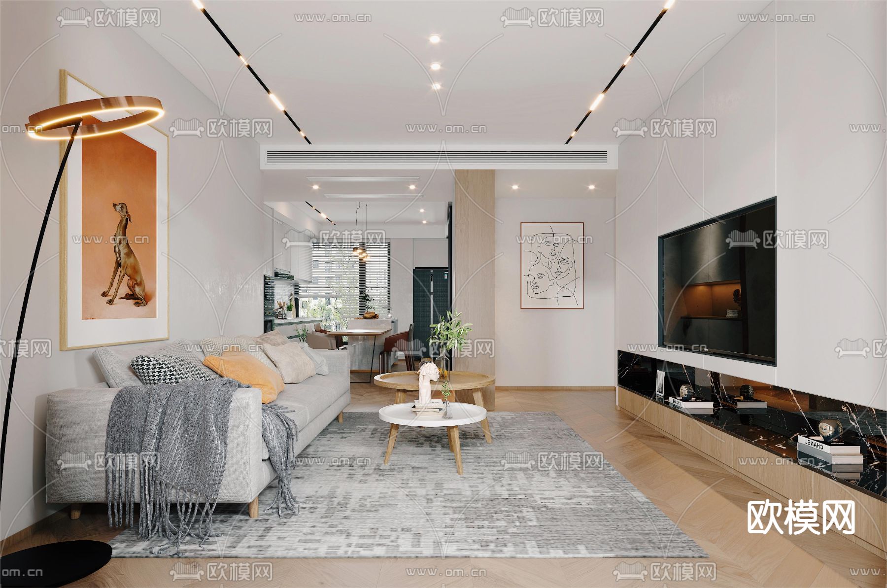 北欧客厅3d模型下载（渲染图2）