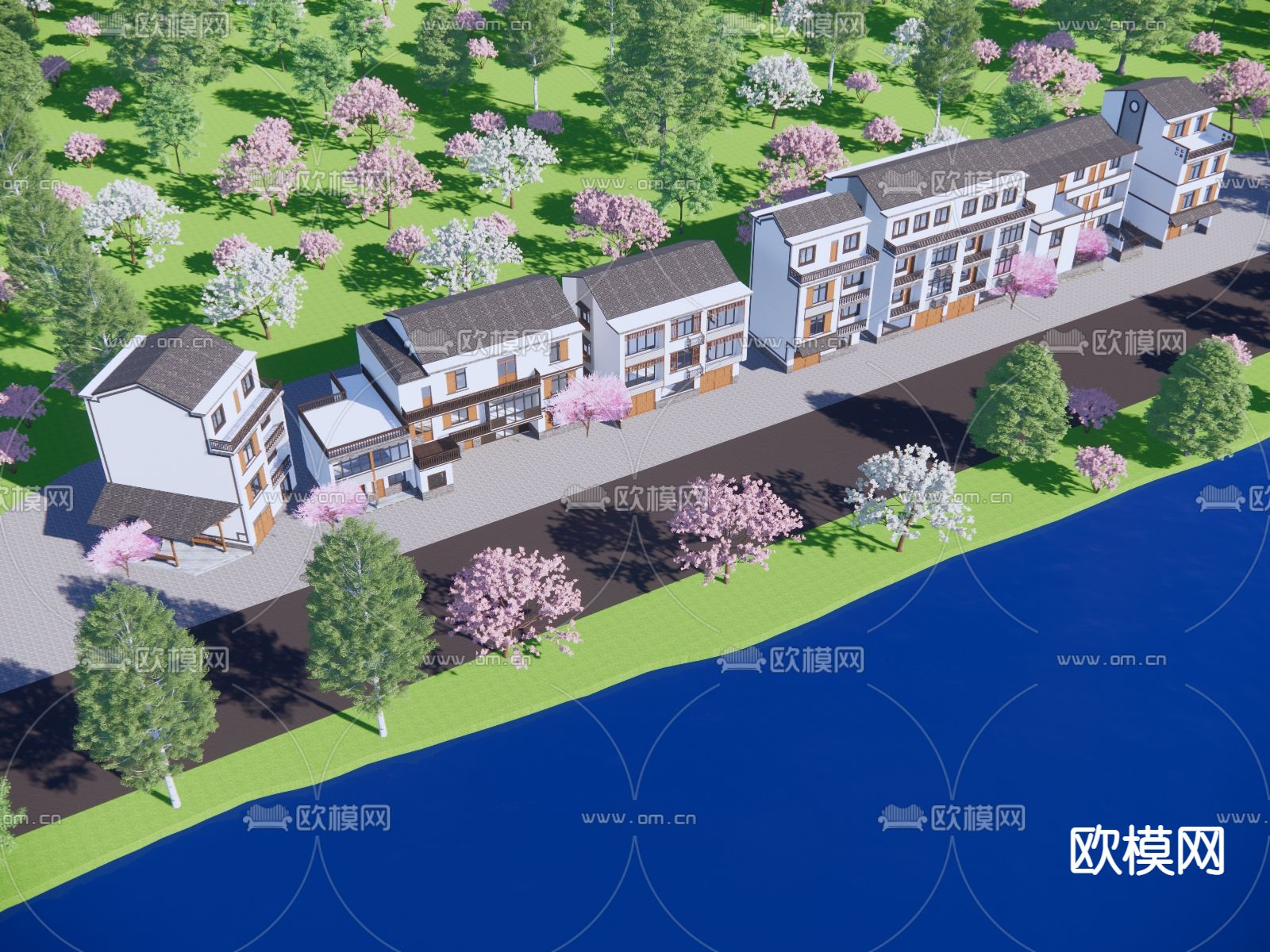 新中式民居自建房建筑外观su模型