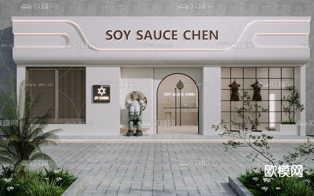 服装店门头 店招3d模型下载_ID12239670_3dmax免费模型-欧模网