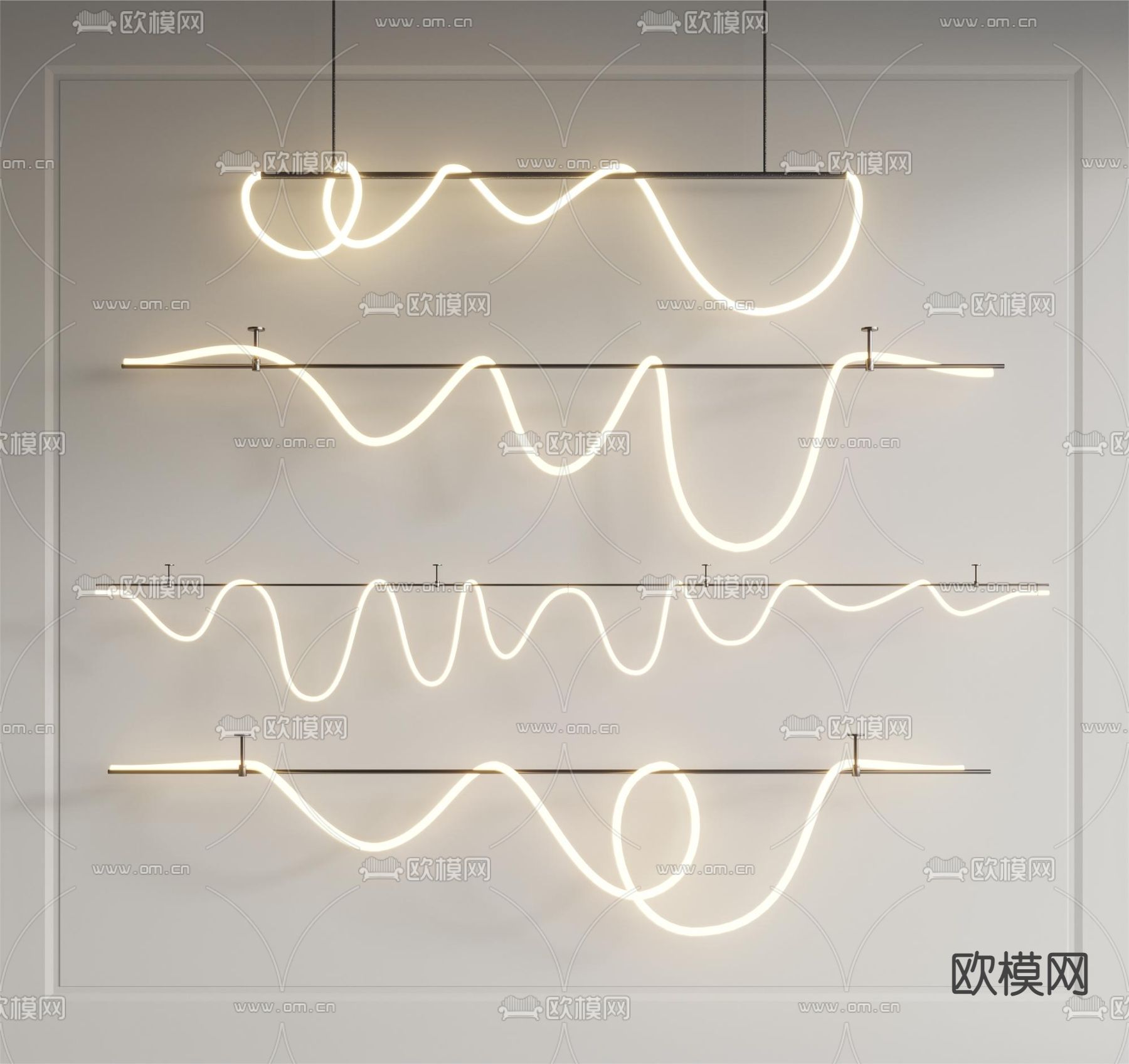轻奢风曲线吊灯 3d模型下载