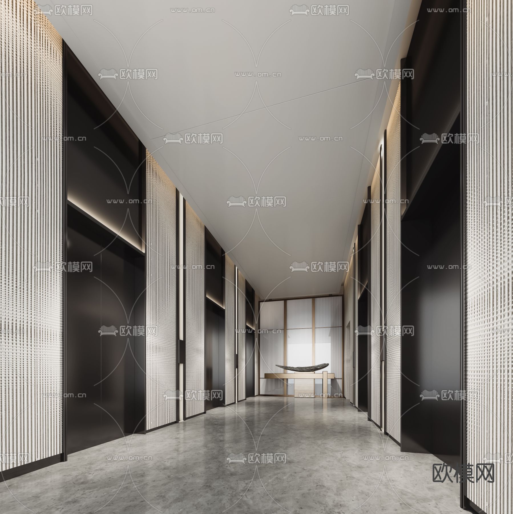 现代电梯间 电梯厅3d模型下载