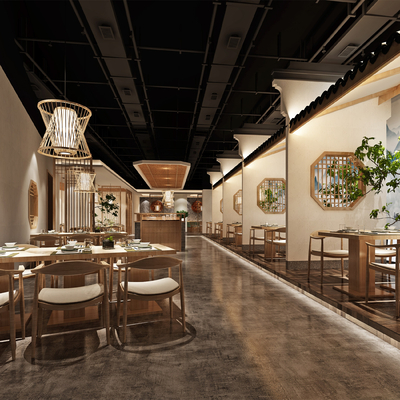  中式中餐厅su模型 