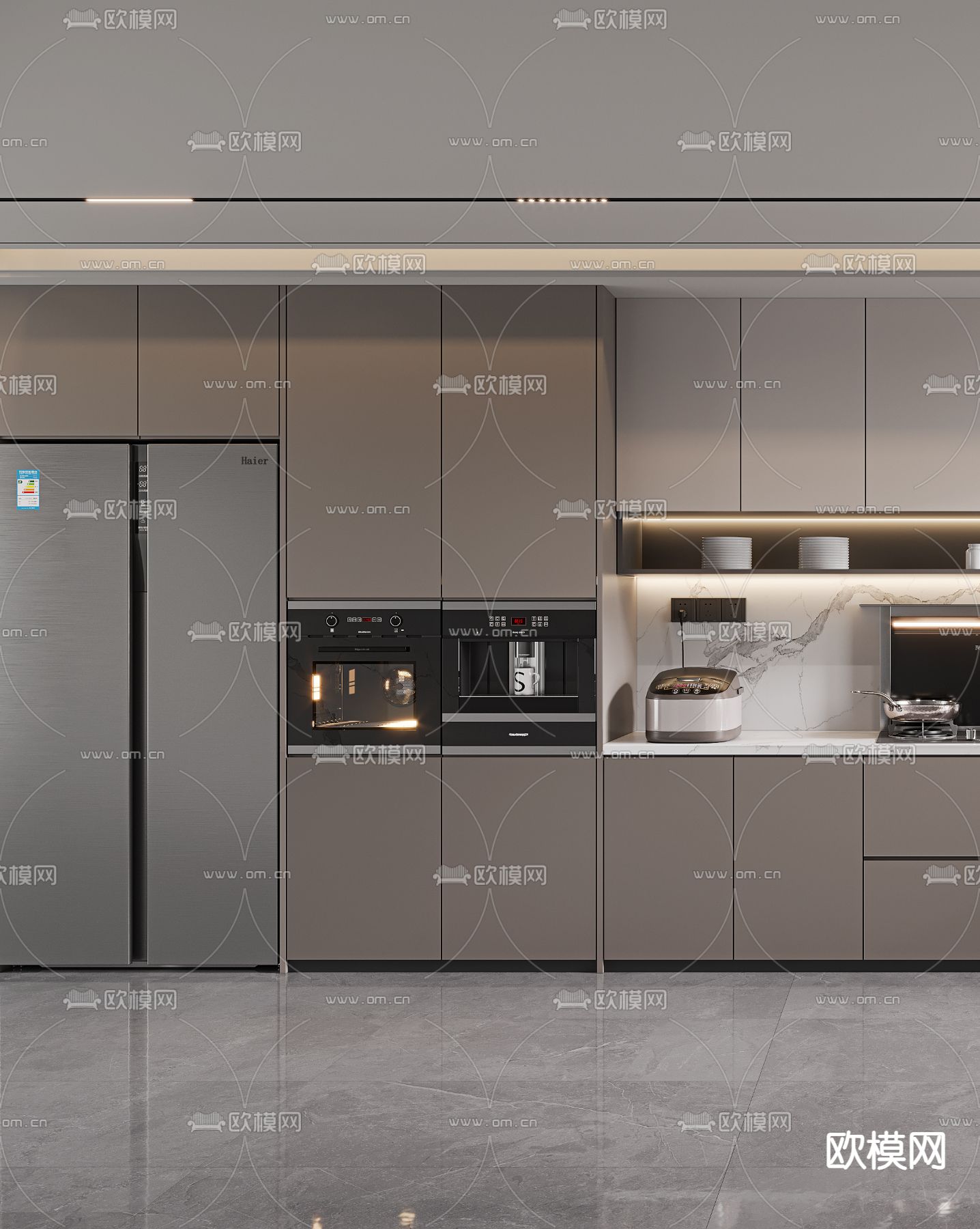 现代厨房 橱柜3d模型下载（渲染图2）