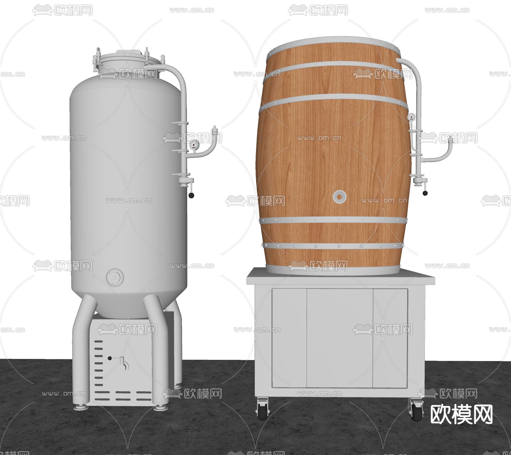 啤酒酿造机 红酒酿造器 酒桶su模型