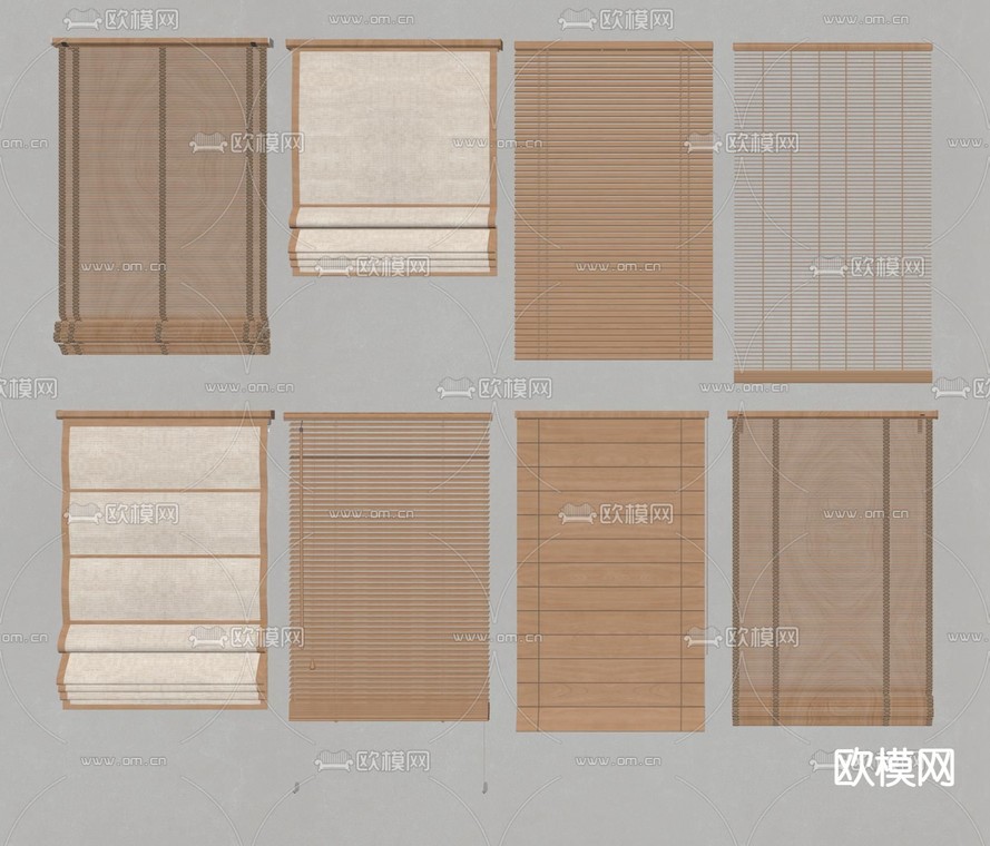现代卷帘 竹帘 窗帘su模型下载_ID12242165_sketchup模型下载-欧模网