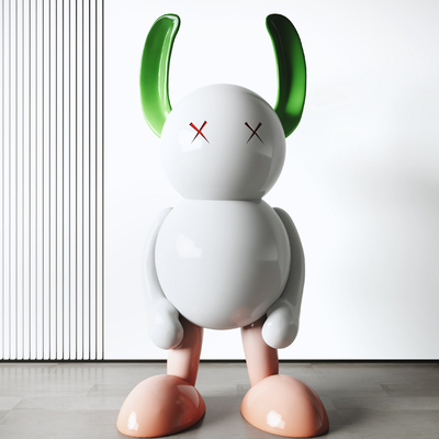  现代潮玩兔子雕塑su模型 