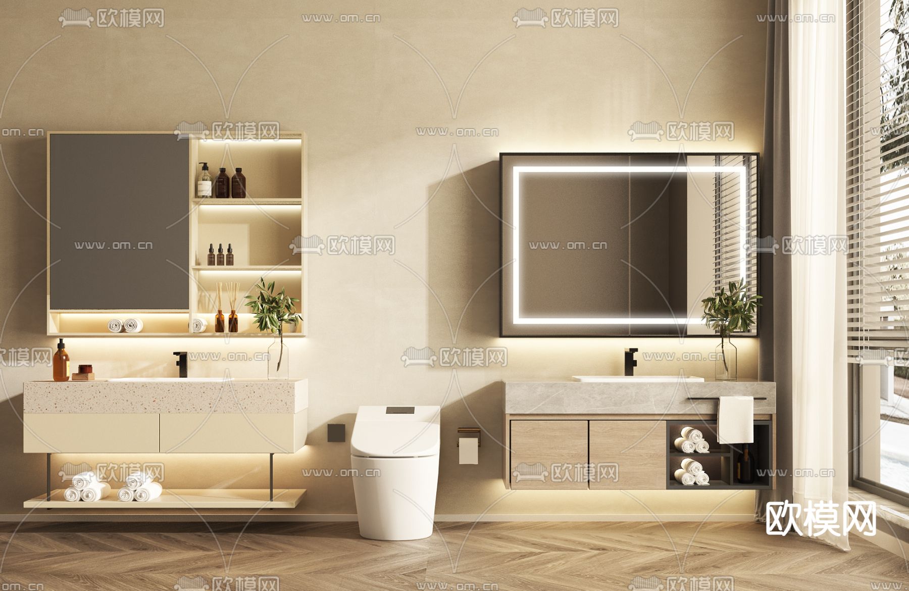 现代浴室柜 洗手盆3d模型下载