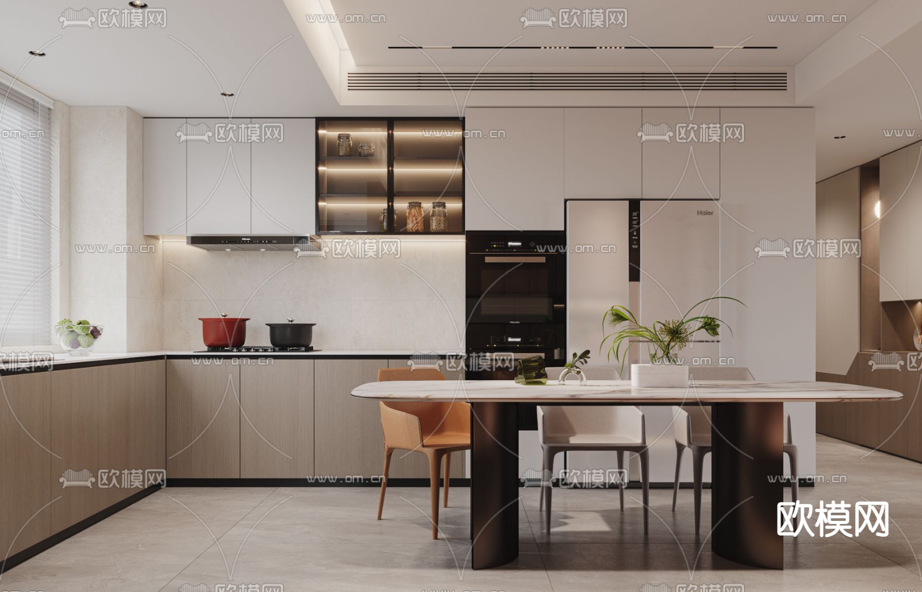 现代客餐厅3d模型下载（渲染图4）