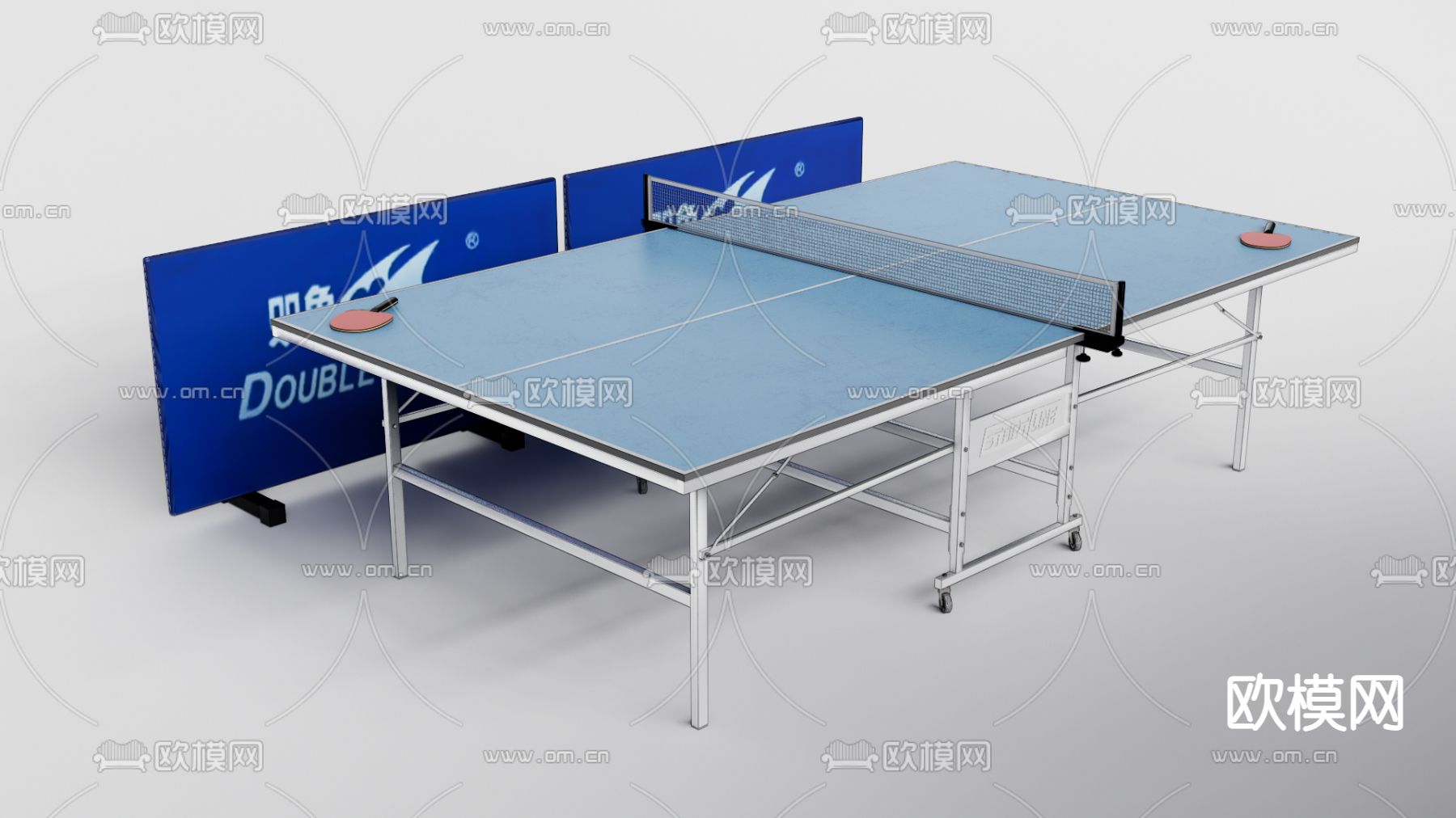 乒乓球台 乒乓球桌su模型下载（渲染图1）