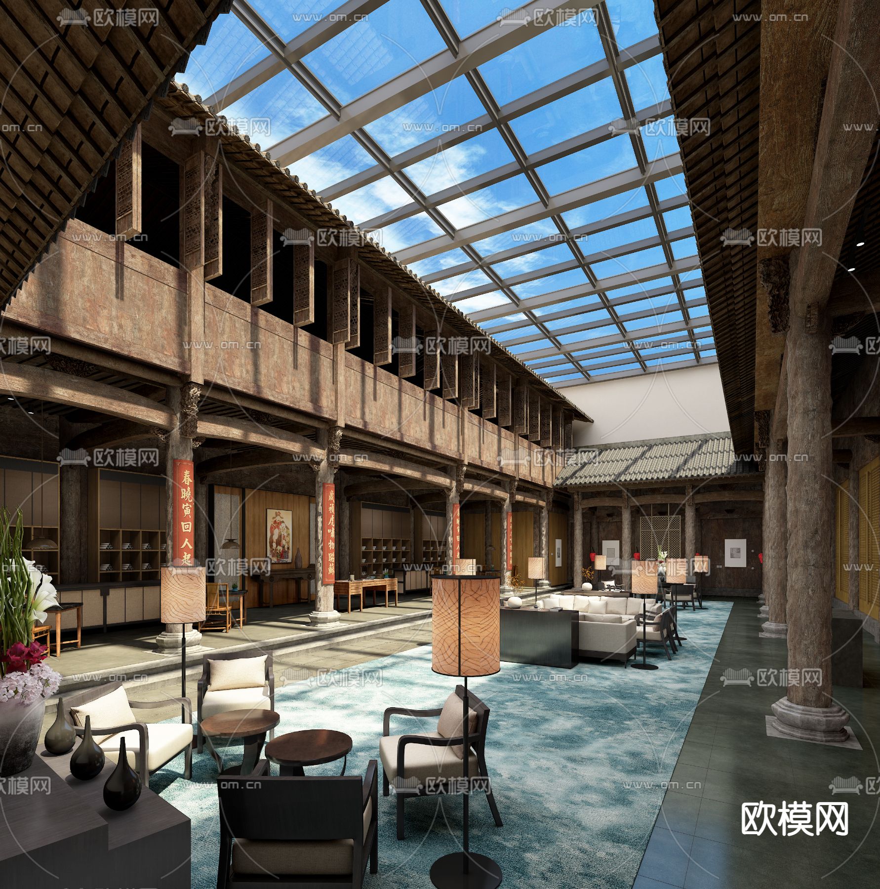 冯智君 安麗酒店中庭3d模型下载（渲染图1）