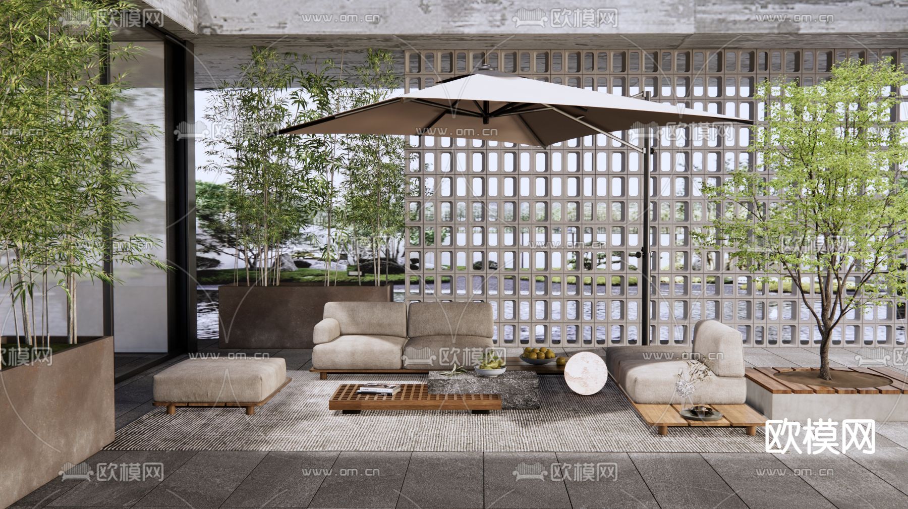 现代户外沙发3d模型下载