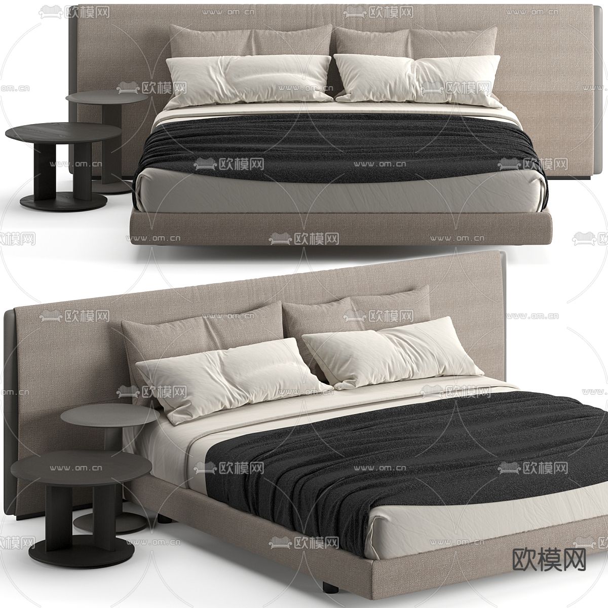 Poliform 双人床3d模型下载（渲染图1）