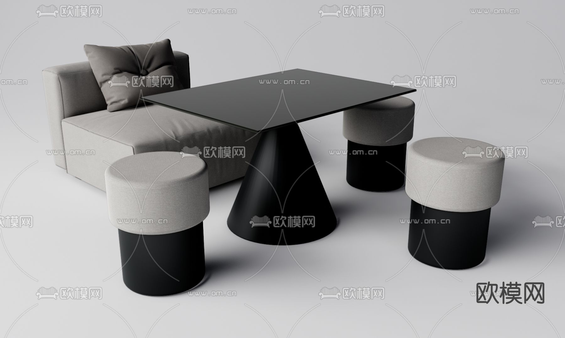 现代休闲桌椅su模型