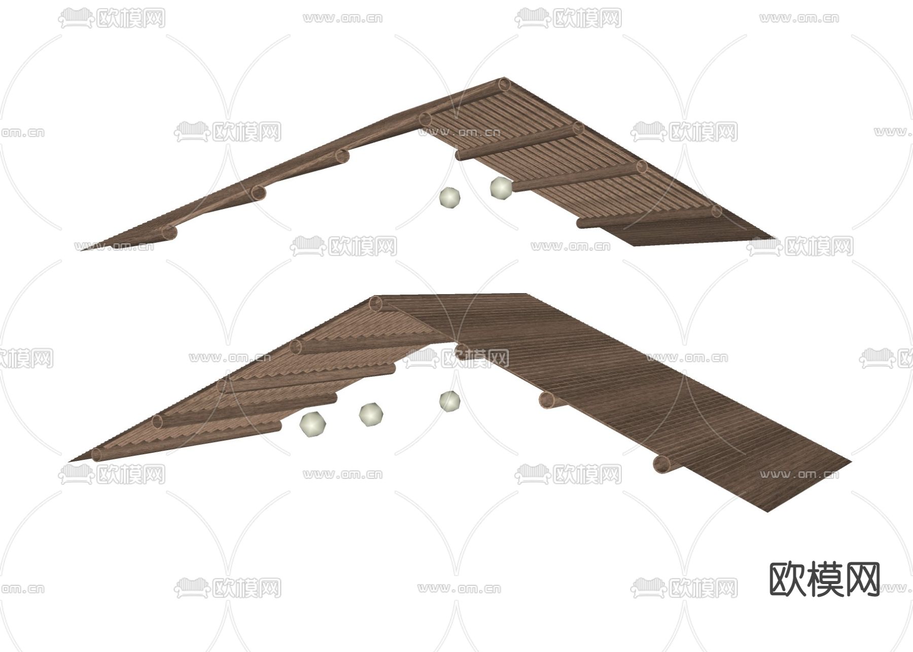自然风木屋吊顶su模型下载（渲染图2）