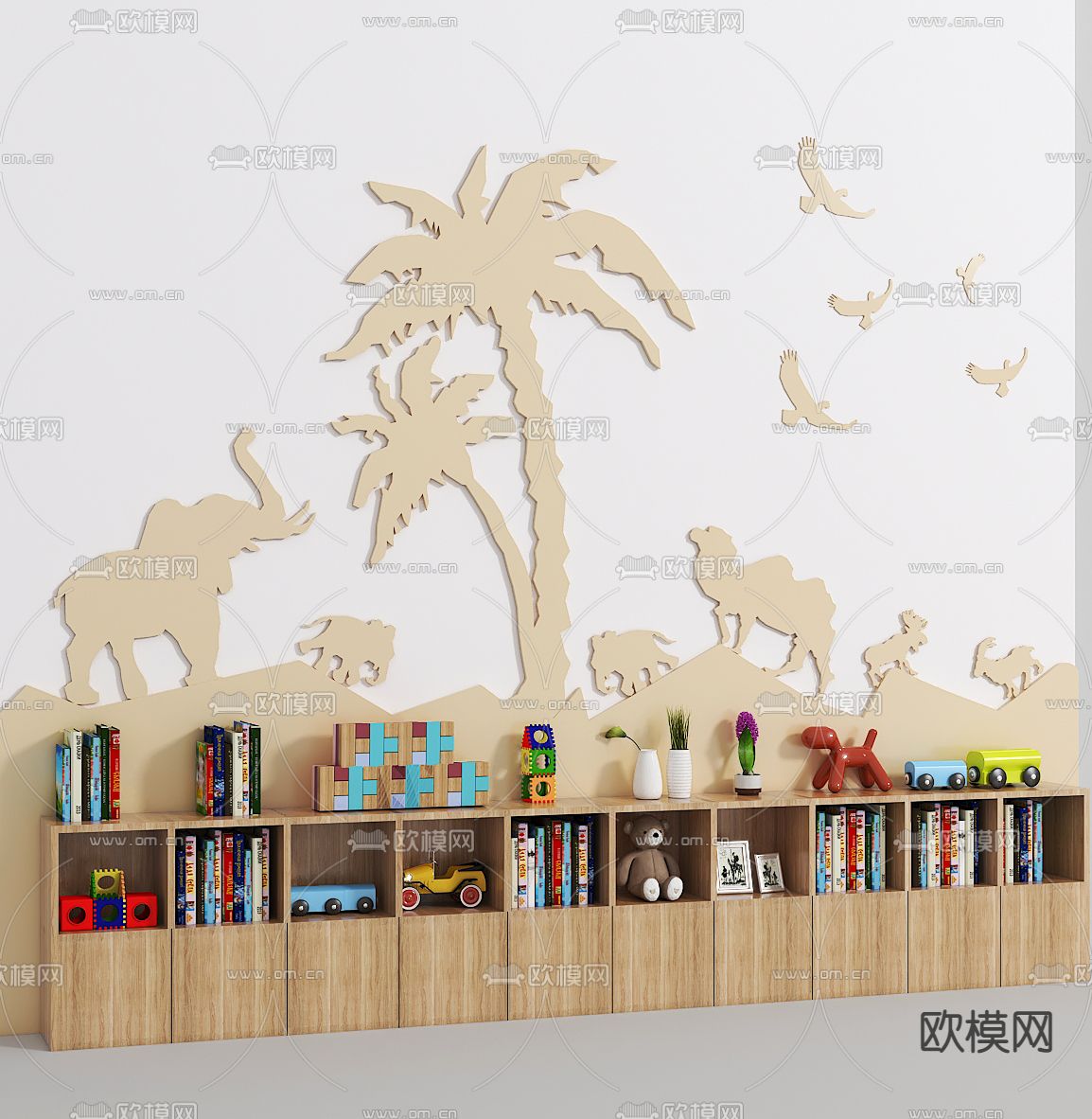 儿童玩具书柜3d模型下载