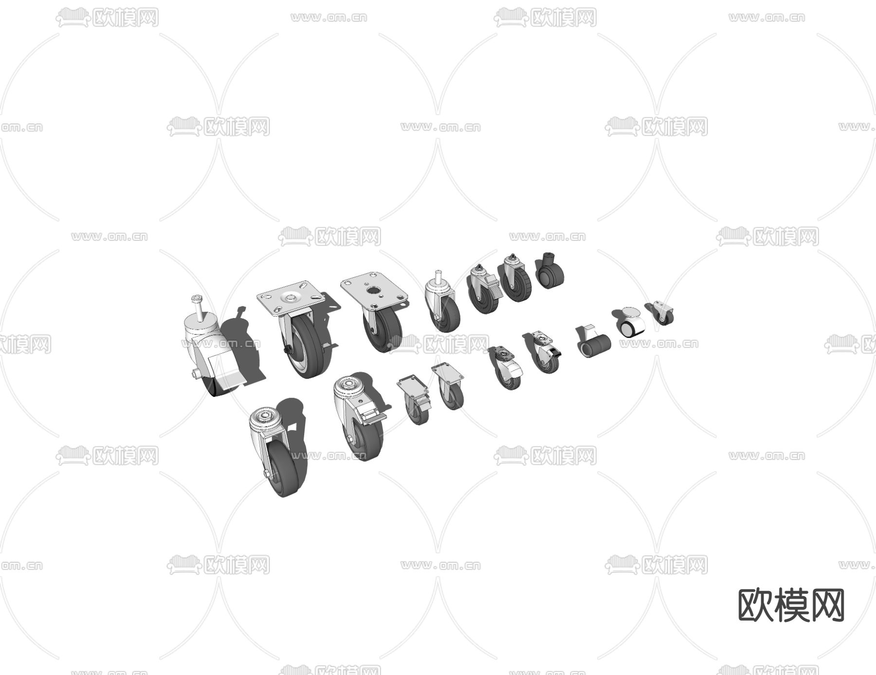 万向轮滚轮su模型下载