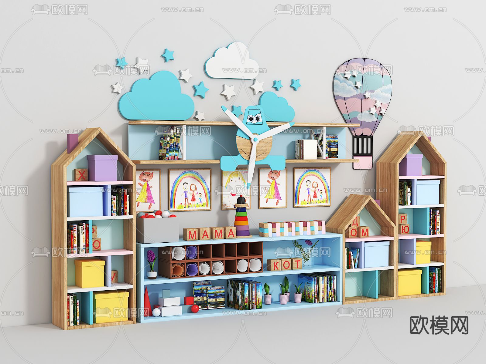 儿童书柜3d模型下载