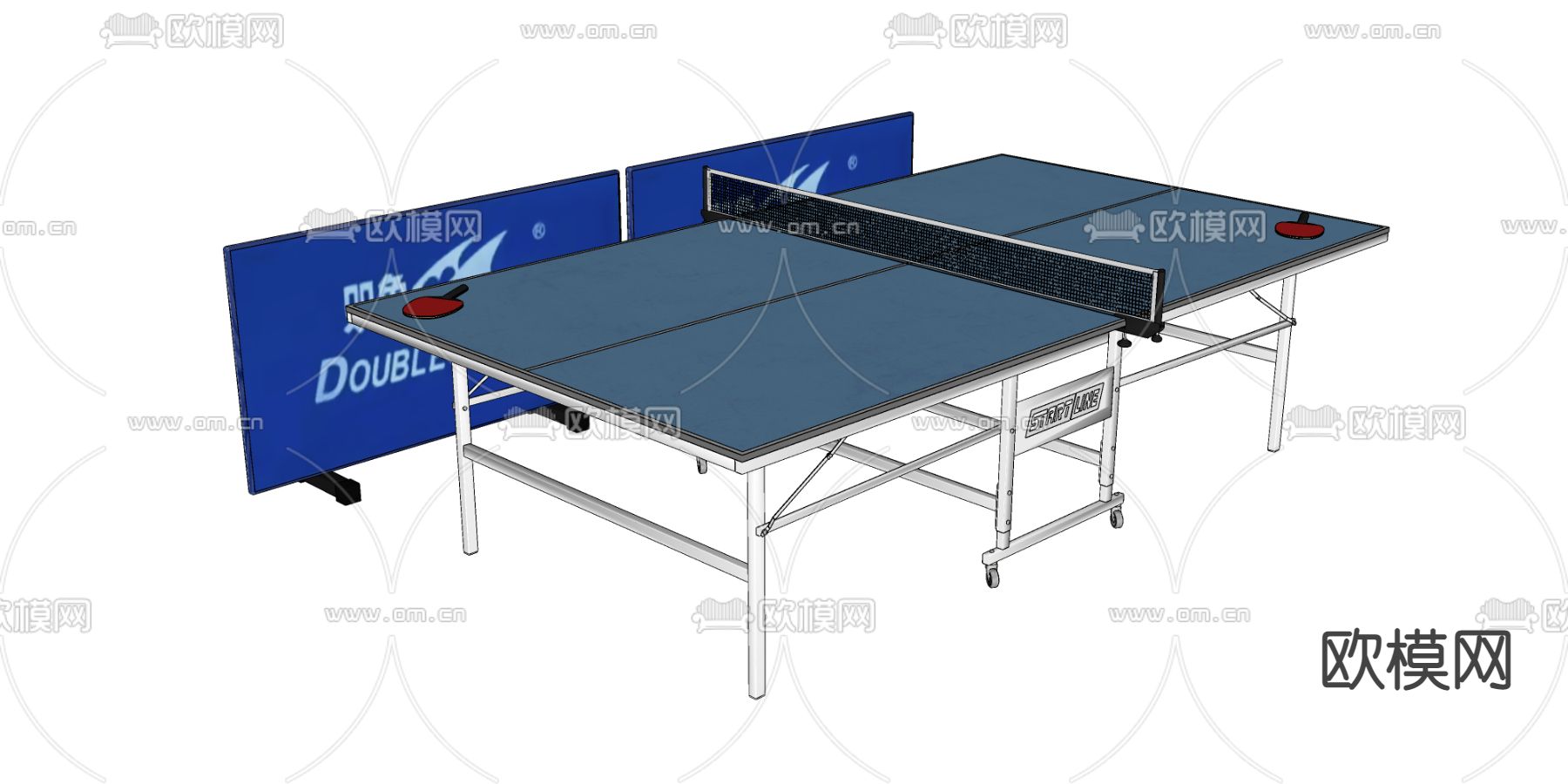 乒乓球台 乒乓球桌su模型下载（渲染图2）