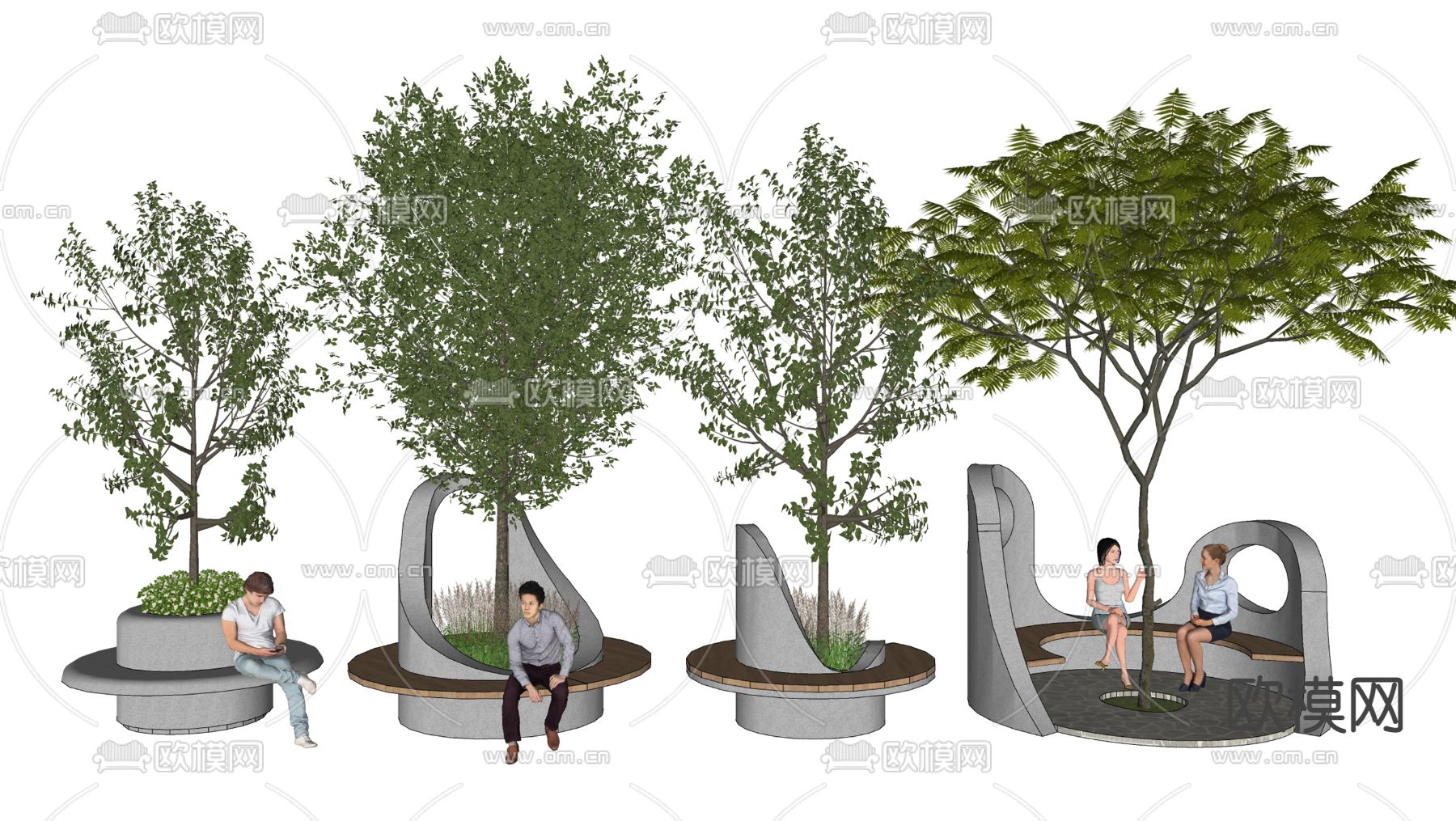 异形树池座椅 坐凳su模型下载（渲染图2）