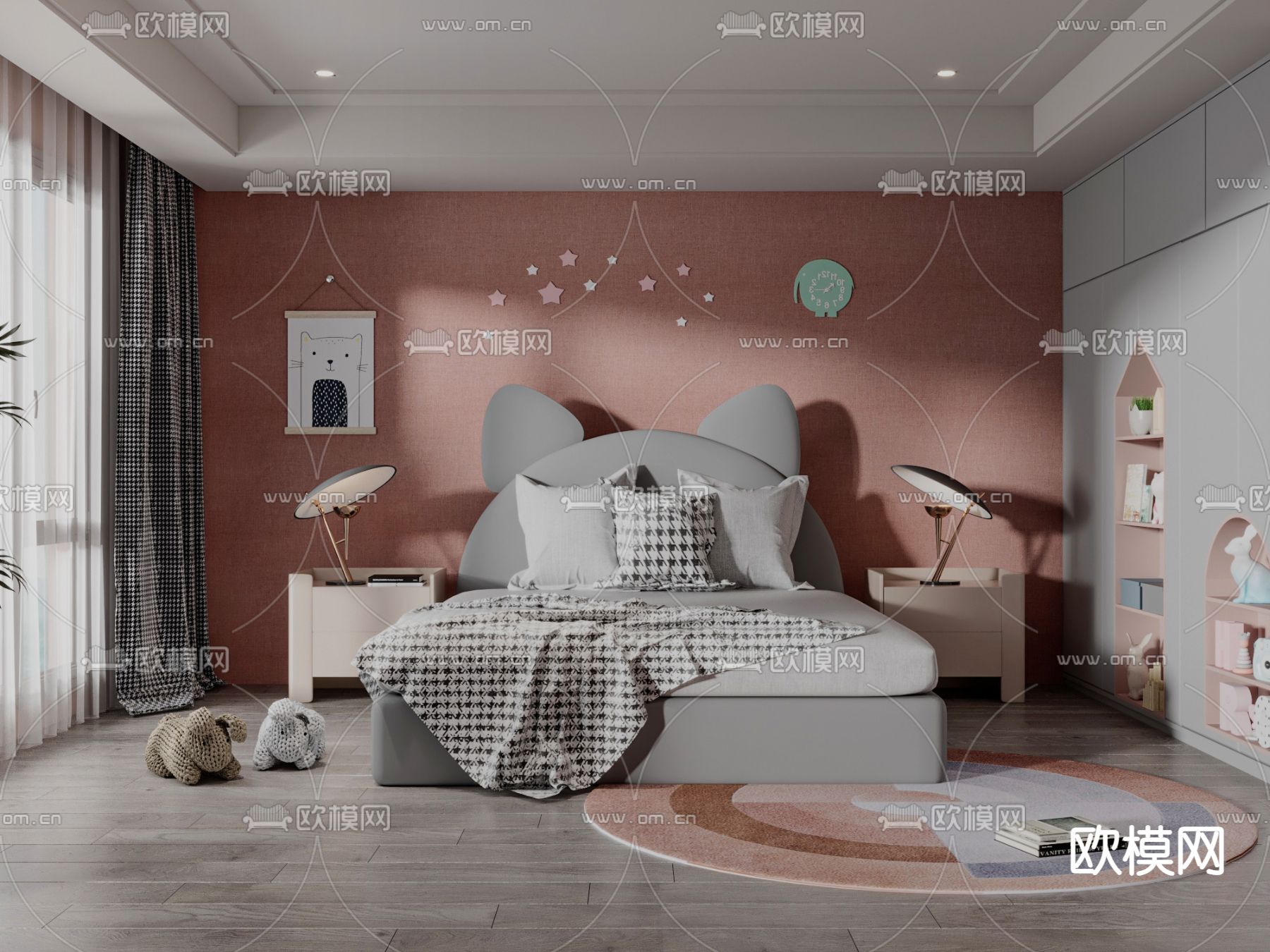 现代儿童房3d模型下载