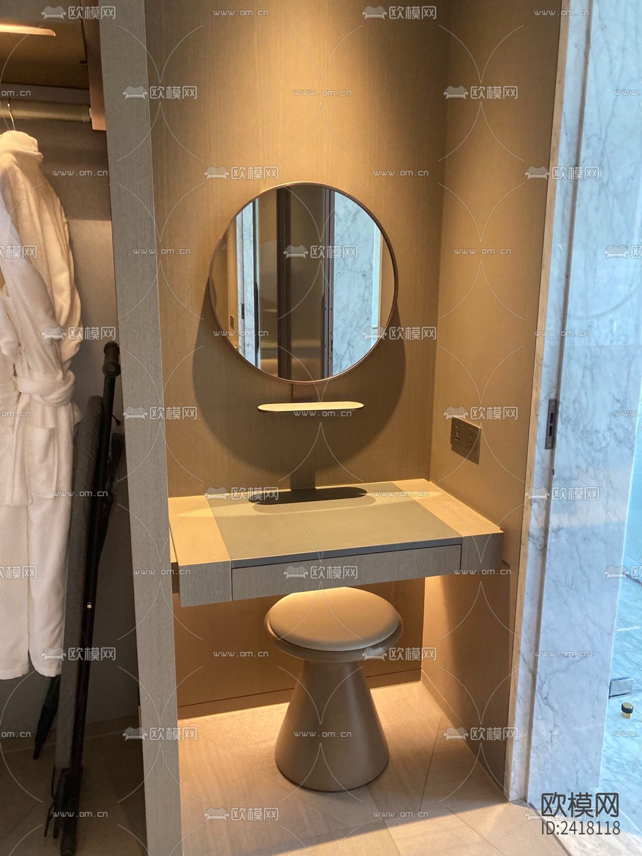 客房梳妆台大样设计cad施工图下载（渲染图1）