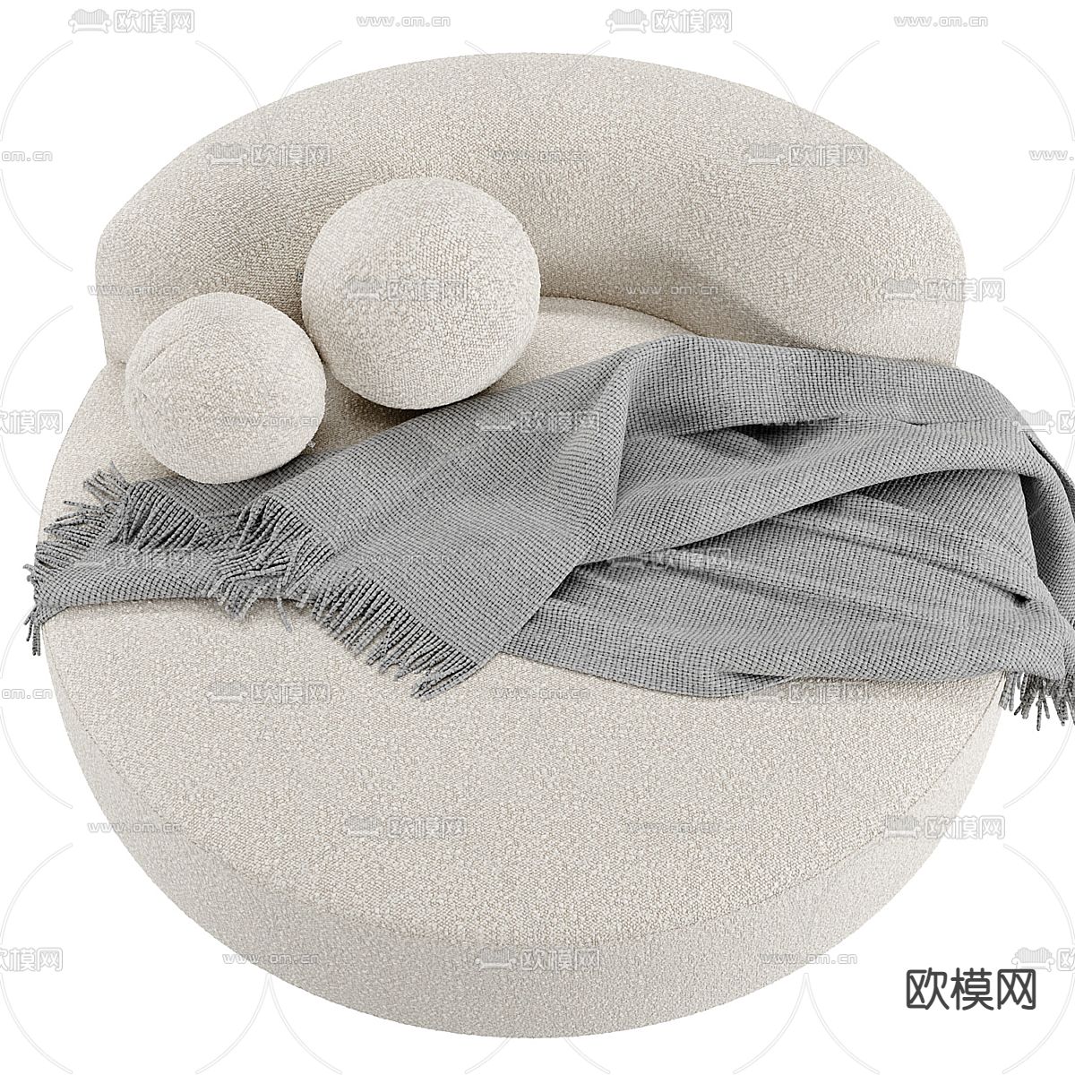 白色沙发3d模型下载（渲染图4）