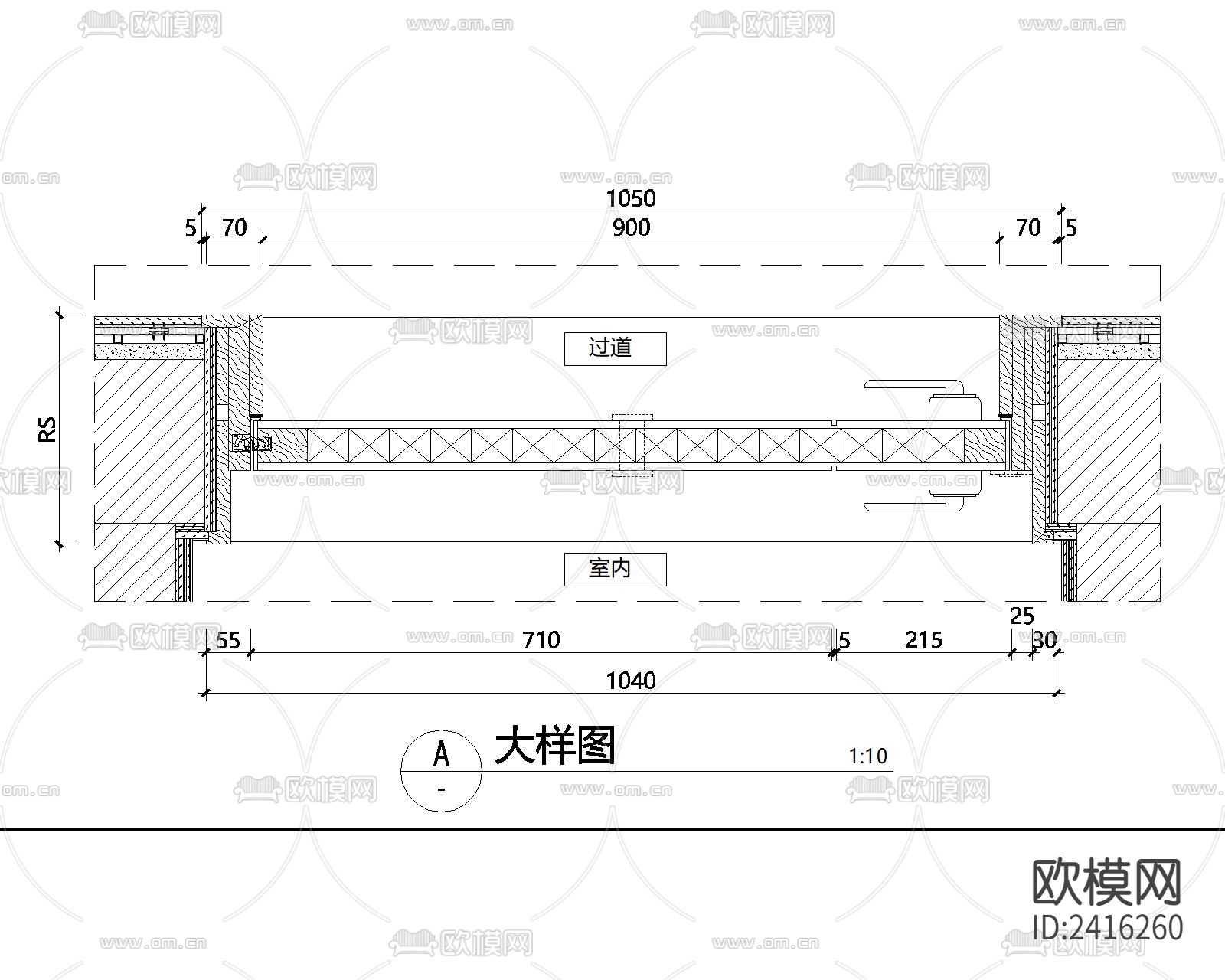 酒店客房入户门大样设计cad施工图下载（渲染图3）